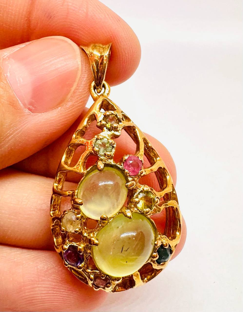 925 Sterling Silver (Stamped), 14K Gold Plated Natural Lemon Quartz Pendant — Handcrafted