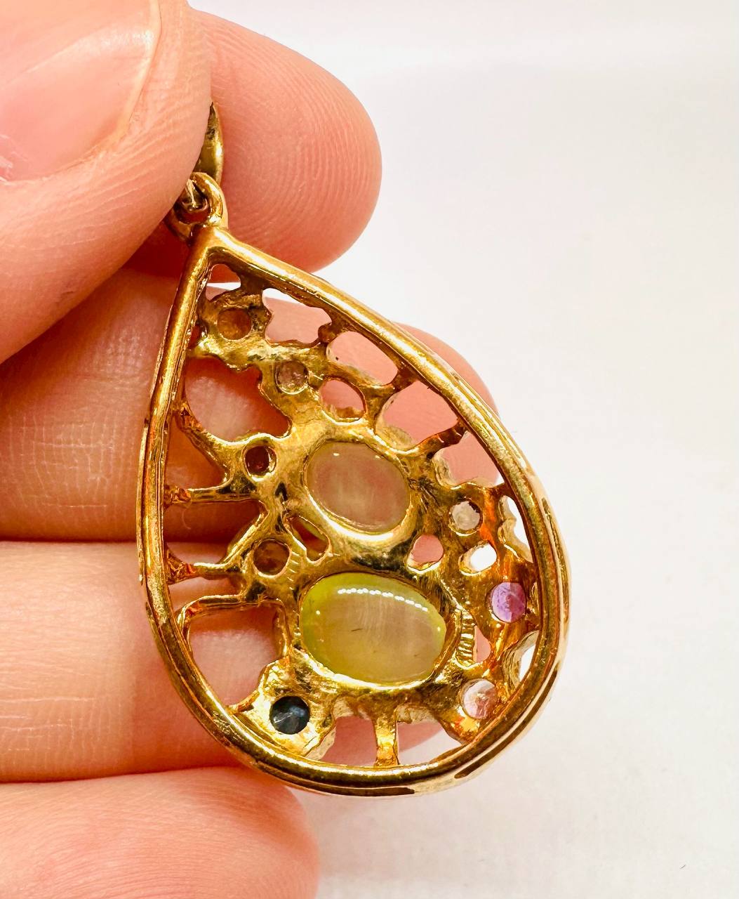 925 Sterling Silver (Stamped), 14K Gold Plated Natural Lemon Quartz Pendant — Handcrafted 4