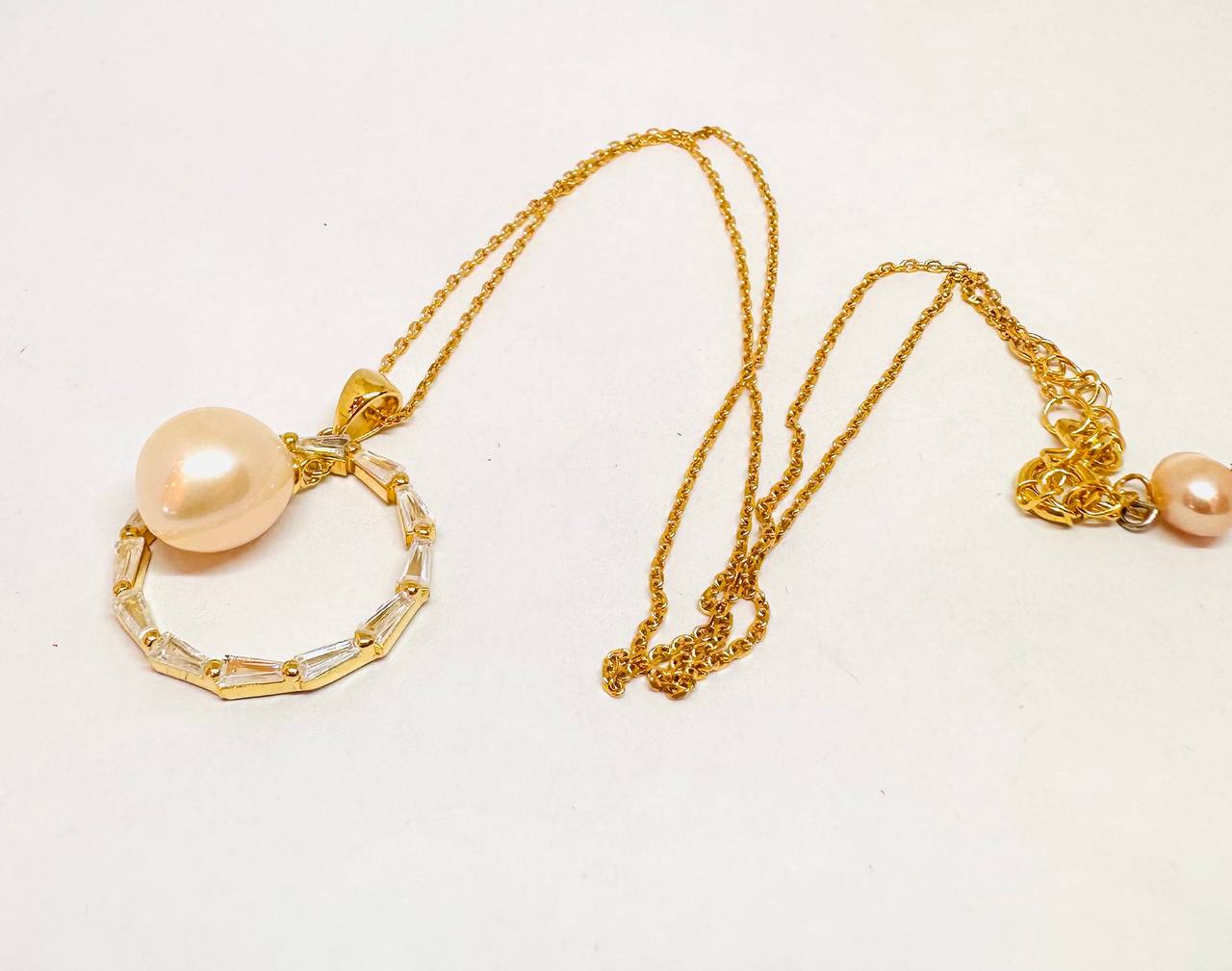 925 Sterling Silver (Stamped), Gold Plated Natural Peacock Pearl Pendant Necklace — Handcrafted 2