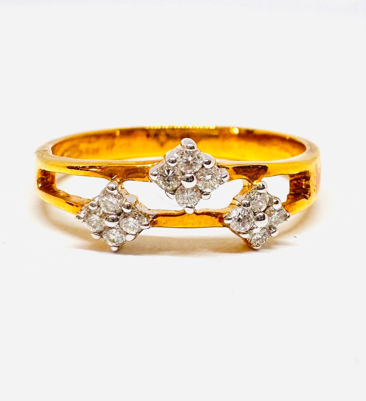 90% Gold (22K) Natural Diamond Ring with Natural Diamonds — Handcrafted