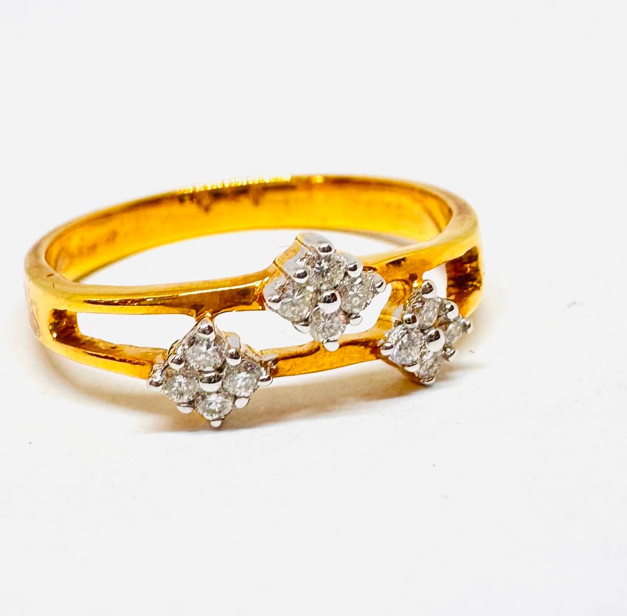 90% Gold (22K) Natural Diamond Ring with Natural Diamonds — Handcrafted 3