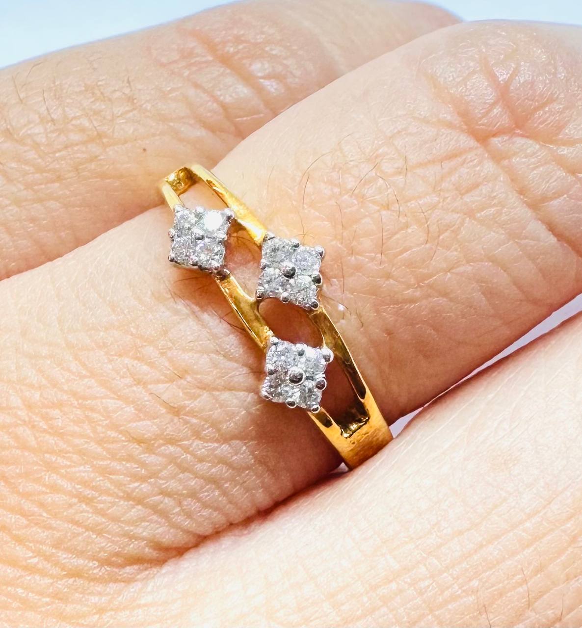 90% Gold (22K) Natural Diamond Ring with Natural Diamonds — Handcrafted 5