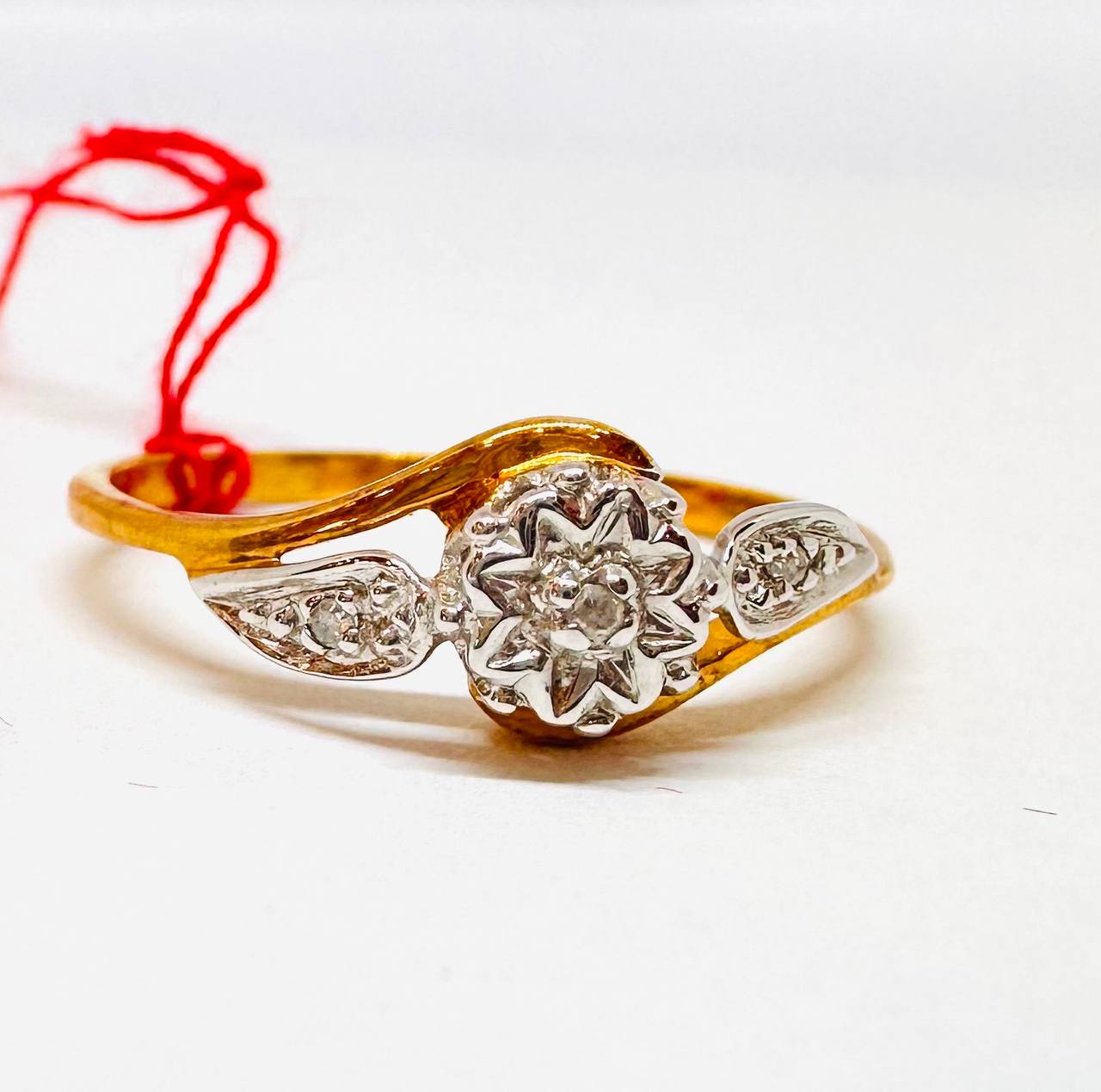 9K Gold Natural Diamond Ring with Natural Diamonds — Handcrafted