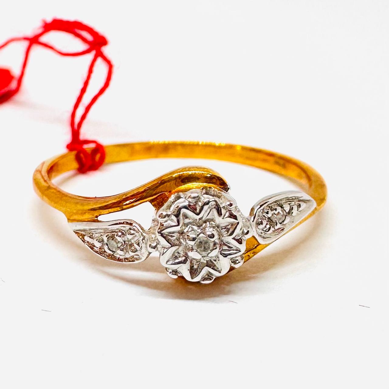 9K Gold Natural Diamond Ring with Natural Diamonds — Handcrafted 2
