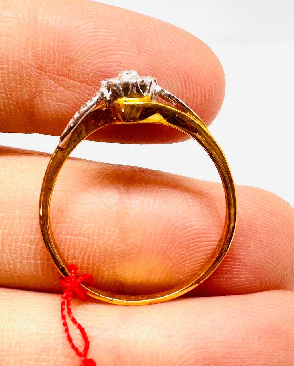 9K Gold Natural Diamond Ring with Natural Diamonds — Handcrafted 3