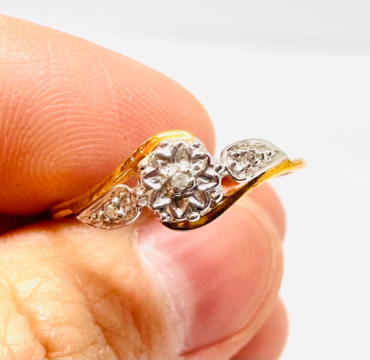 9K Gold Natural Diamond Ring with Natural Diamonds — Handcrafted 4