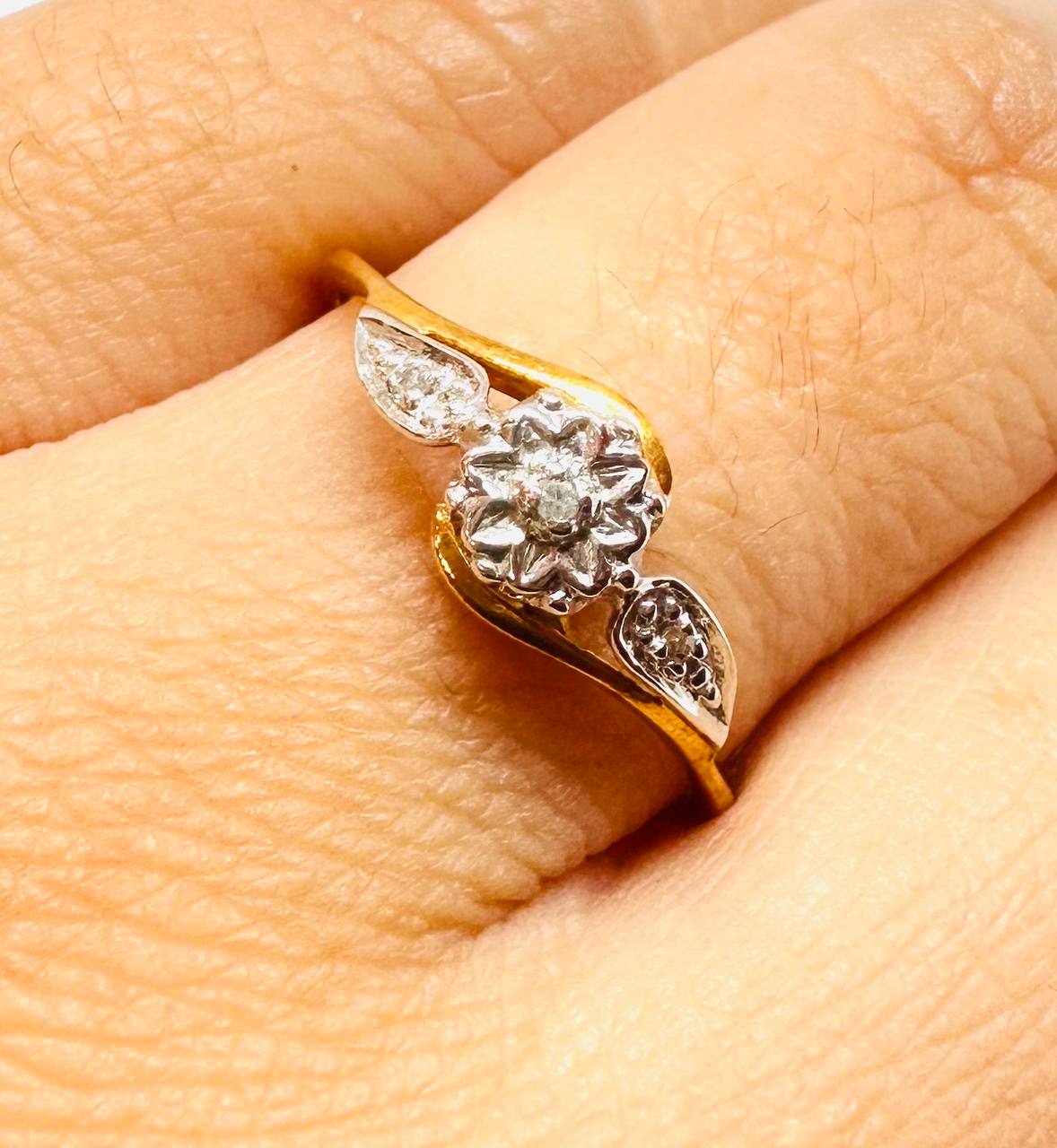 9K Gold Natural Diamond Ring with Natural Diamonds — Handcrafted 5