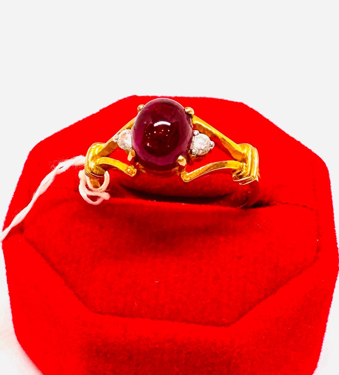90% Gold (22K) Natural Ruby Ring with Natural Diamonds — Handcrafted 2