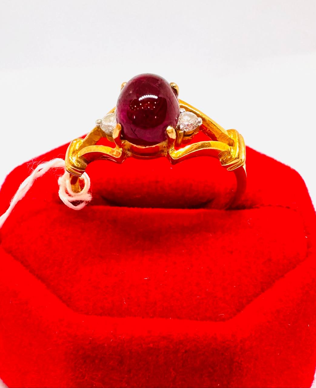 90% Gold (22K) Natural Ruby Ring with Natural Diamonds — Handcrafted 3