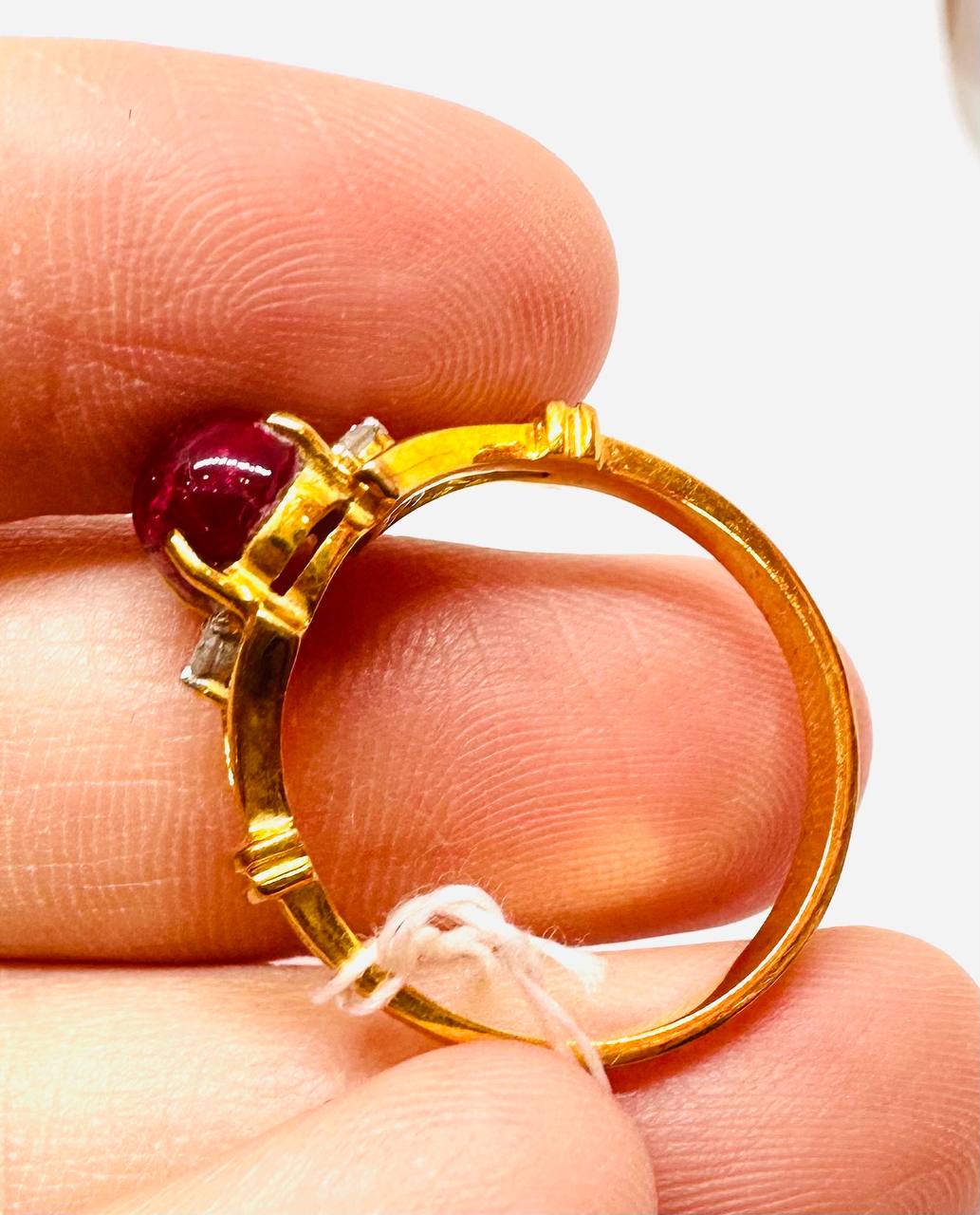 90% Gold (22K) Natural Ruby Ring with Natural Diamonds — Handcrafted 5
