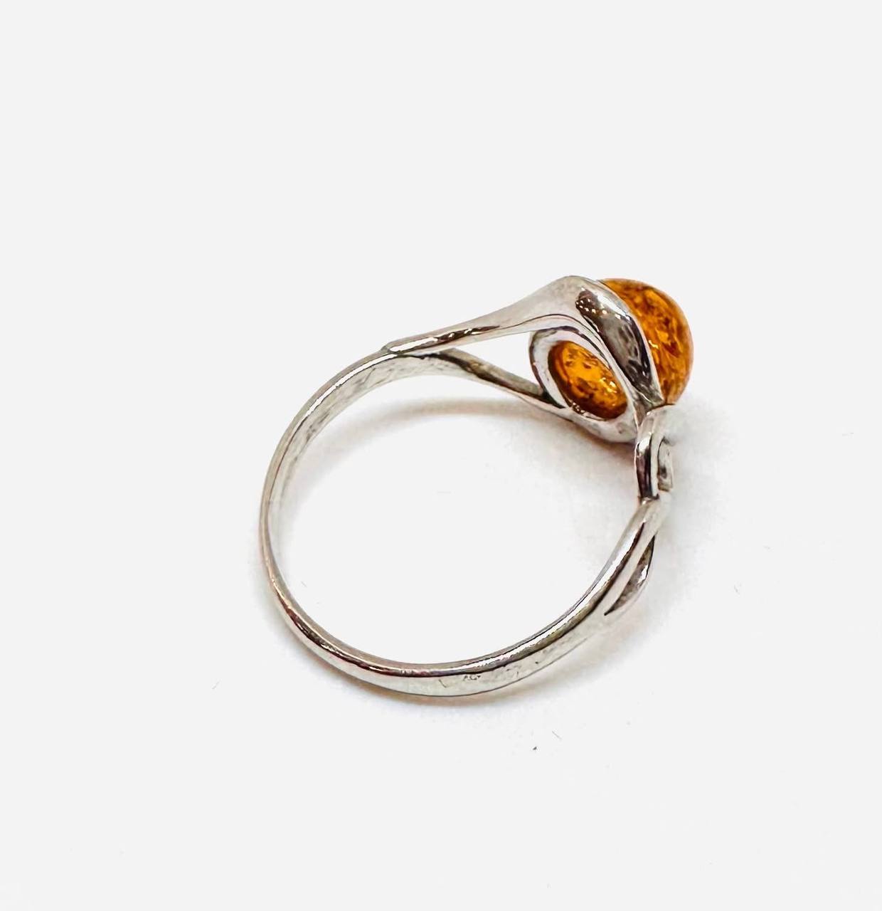 925 Sterling Silver Natural Polish Amber Ring — Handcrafted 3