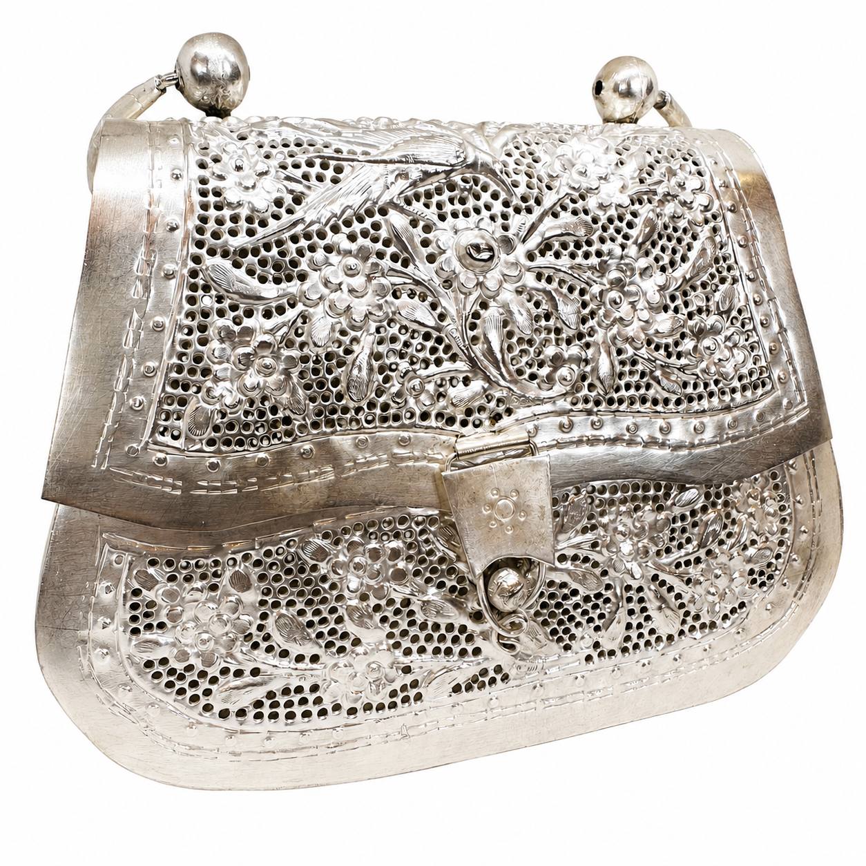 Antique Silver Plated Clutch Bag — Handcrafted