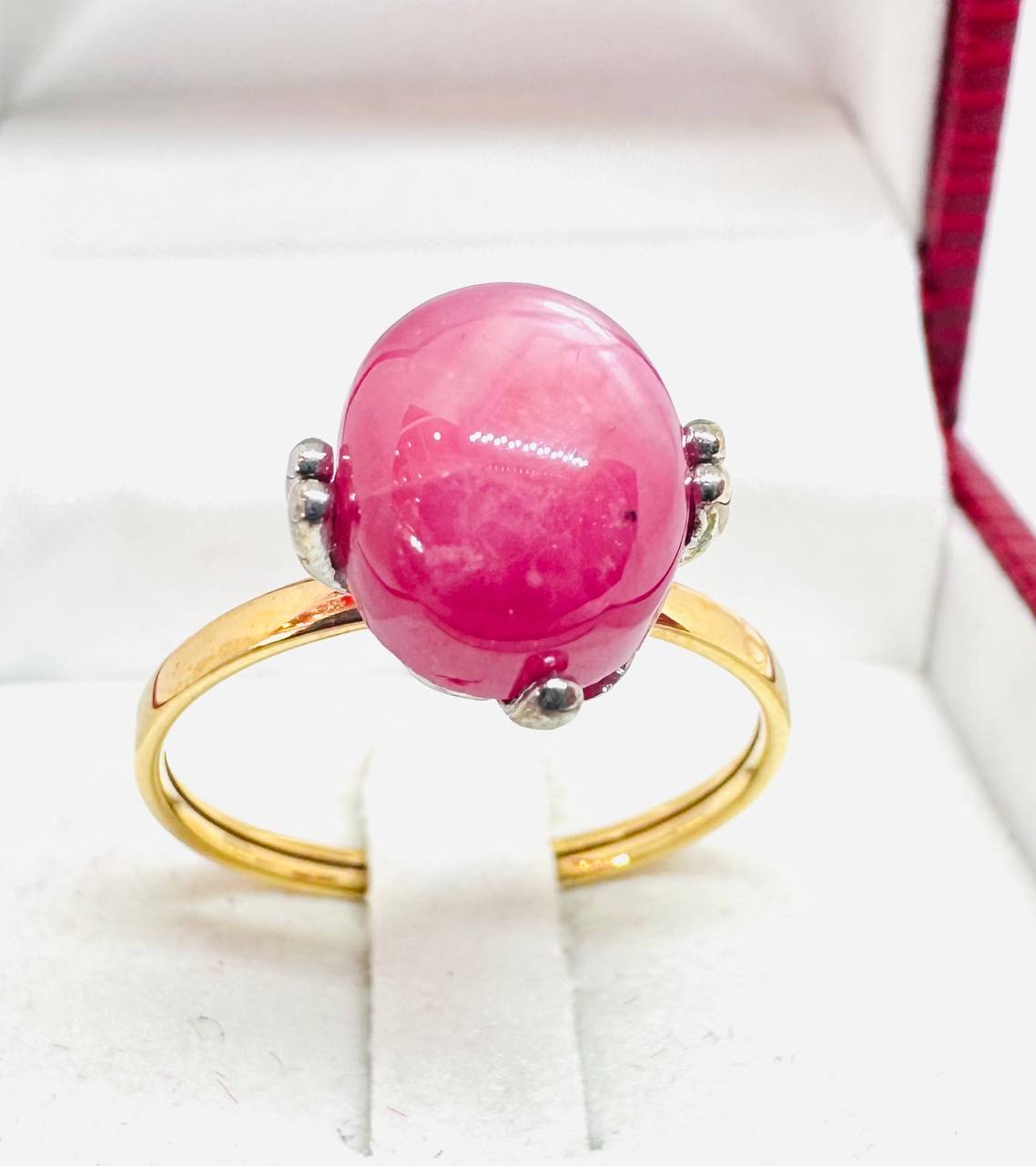 9K Gold, Traditional Paha Style Natural Ruby Ring — Handcrafted