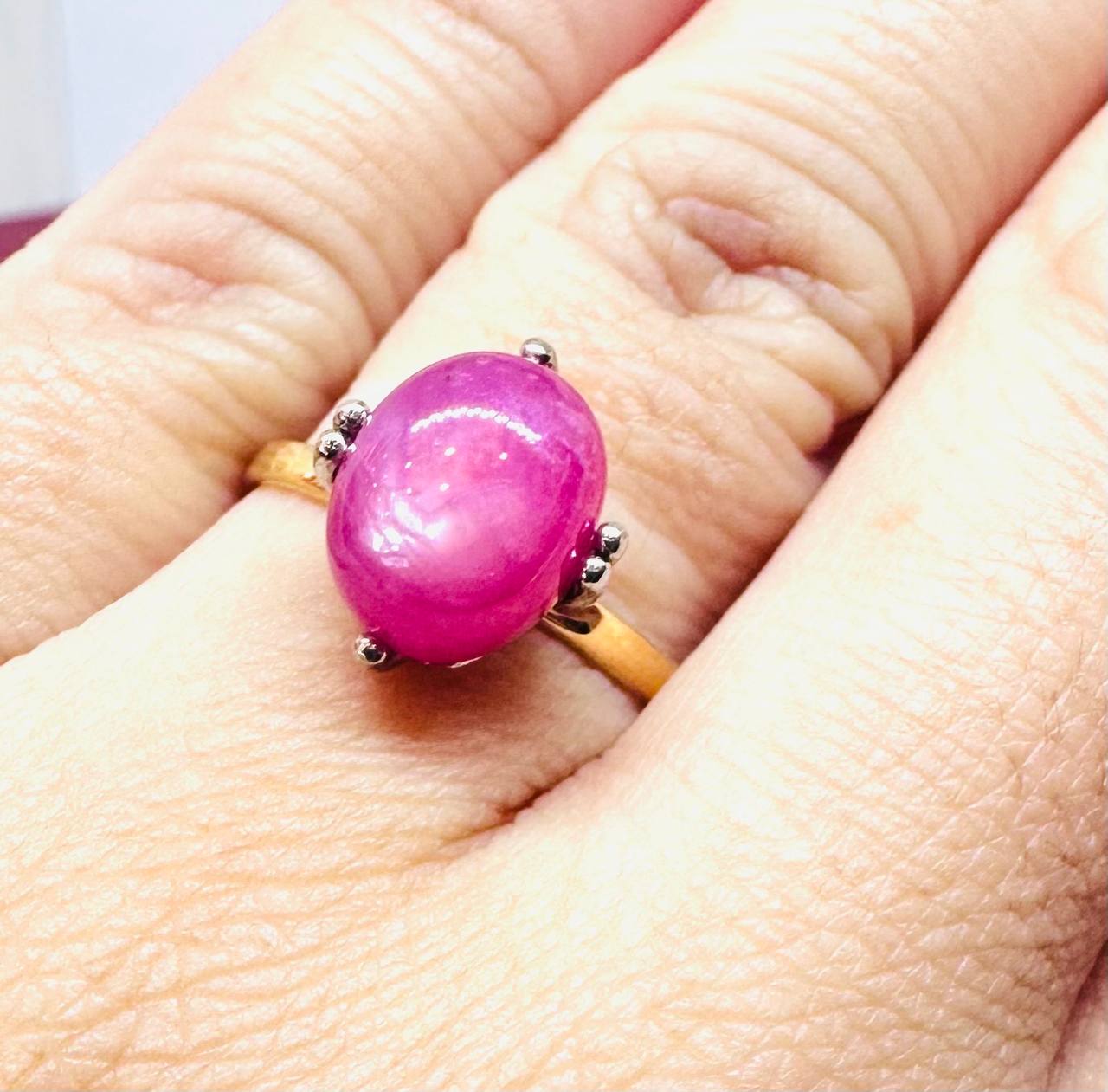 9K Gold, Traditional Paha Style Natural Ruby Ring — Handcrafted 2