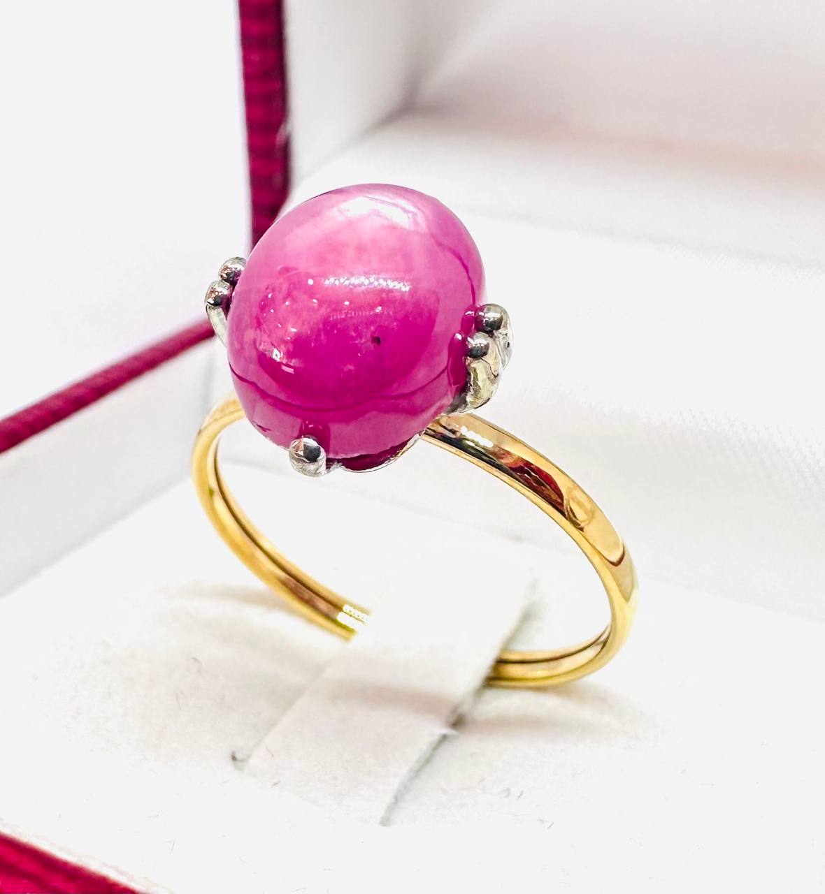 9K Gold, Traditional Paha Style Natural Ruby Ring — Handcrafted 3