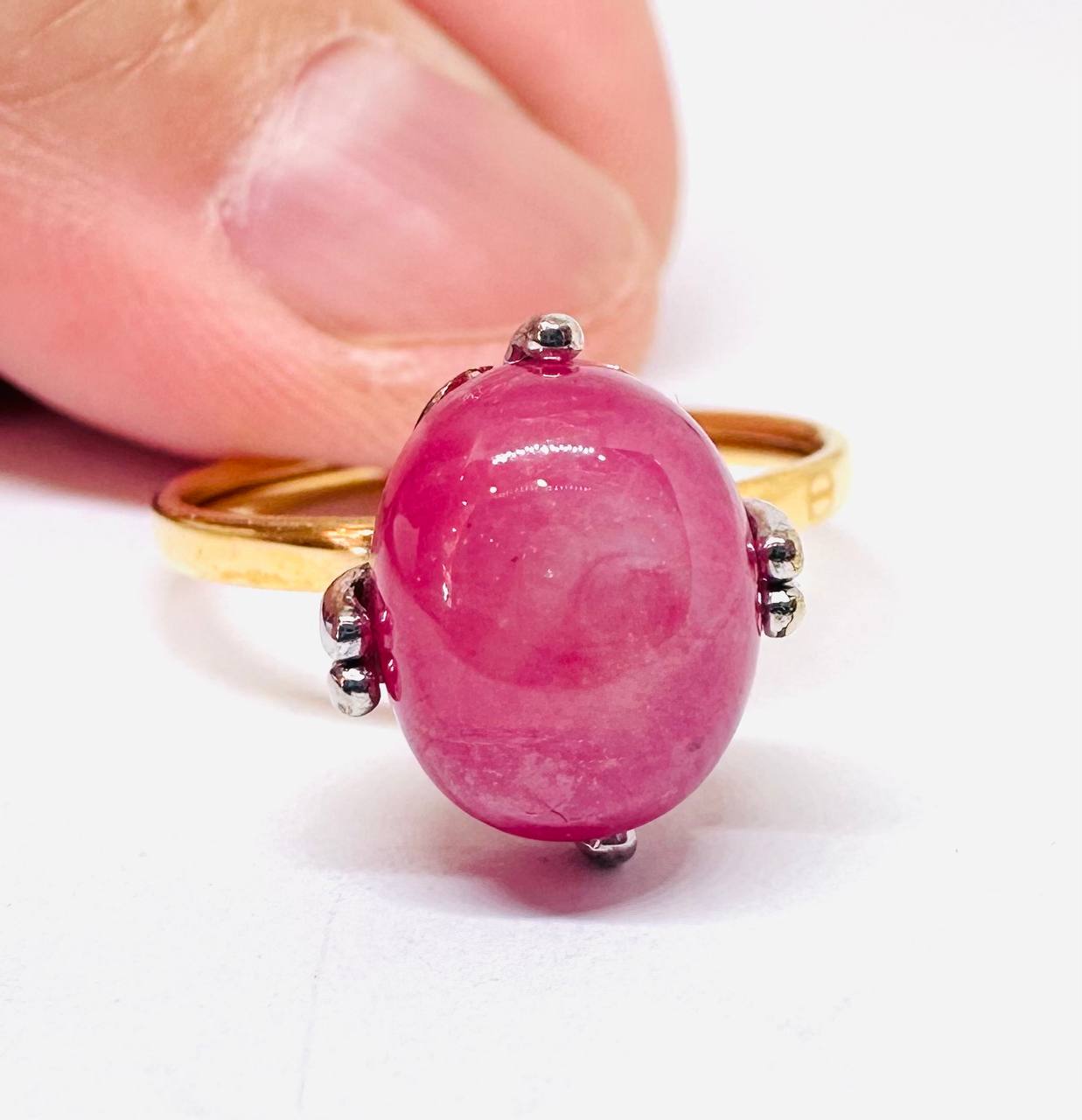 9K Gold, Traditional Paha Style Natural Ruby Ring — Handcrafted 4