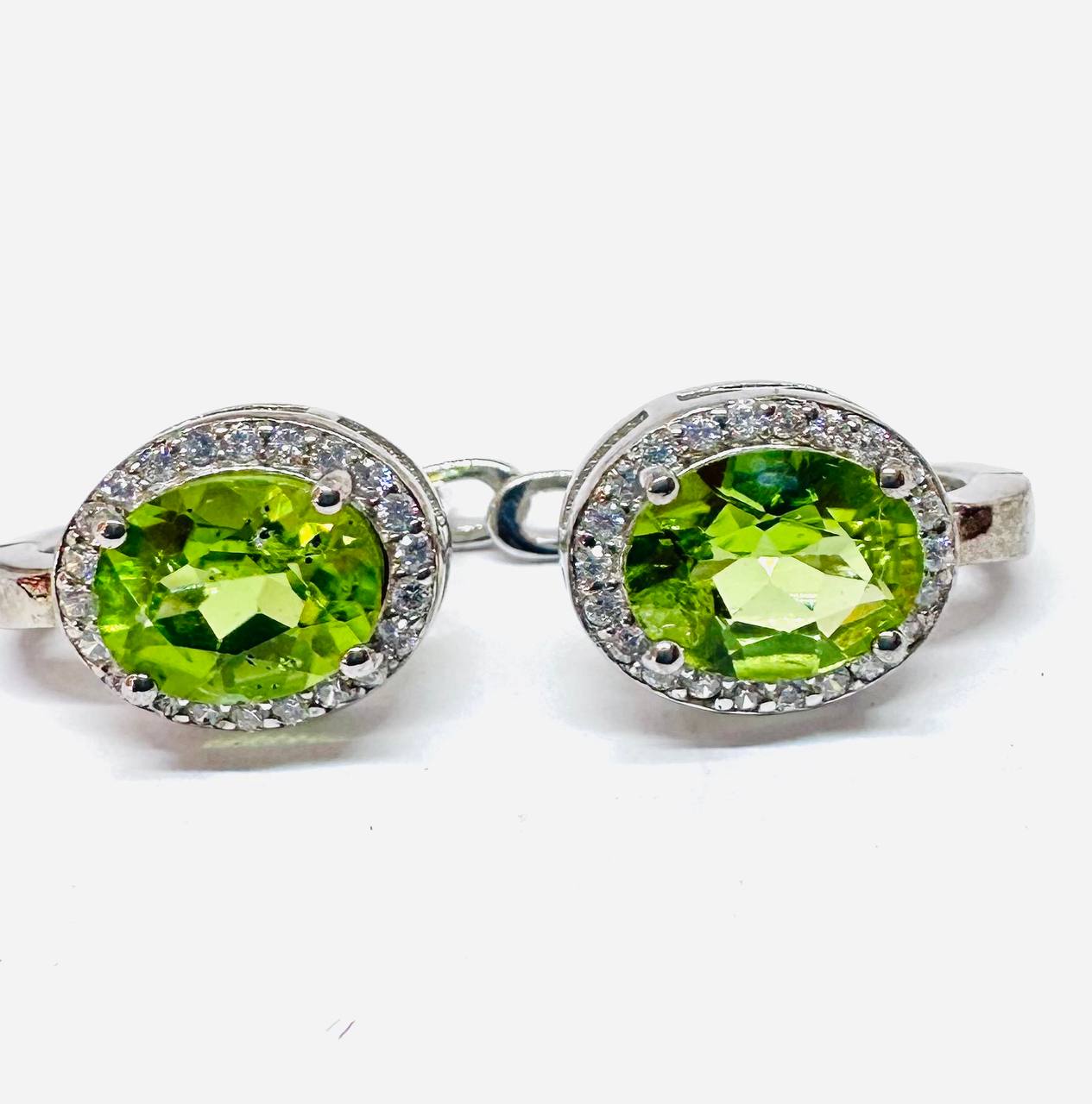925 Sterling Silver Natural Peridot Drop Earrings — Handcrafted
