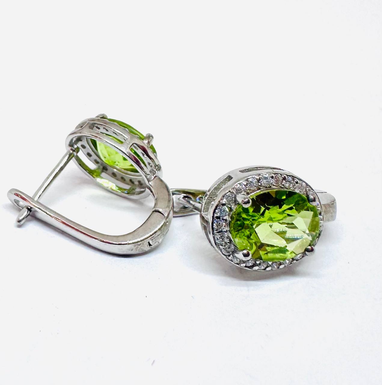 925 Sterling Silver Natural Peridot Drop Earrings — Handcrafted 3