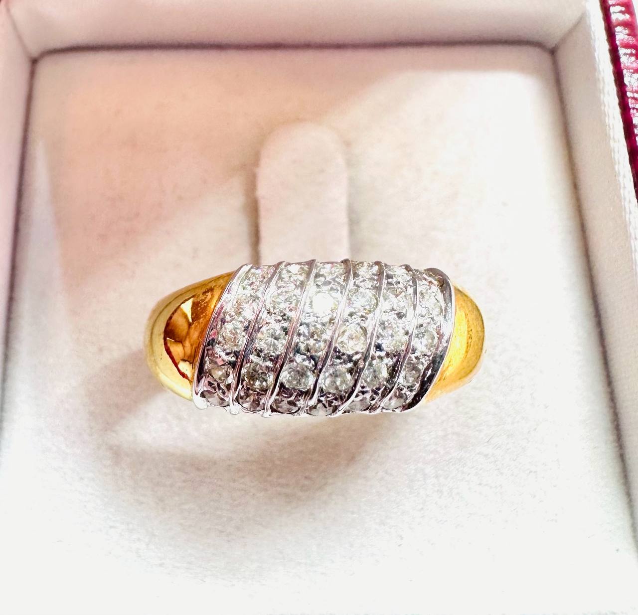 90% Gold (22K) Natural Diamond Ring with Natural Diamonds — Handcrafted