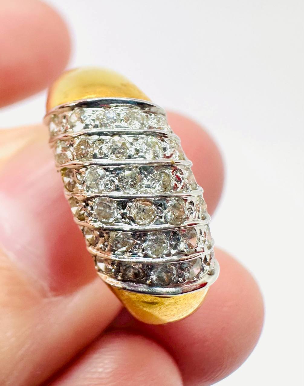 90% Gold (22K) Natural Diamond Ring with Natural Diamonds — Handcrafted 4
