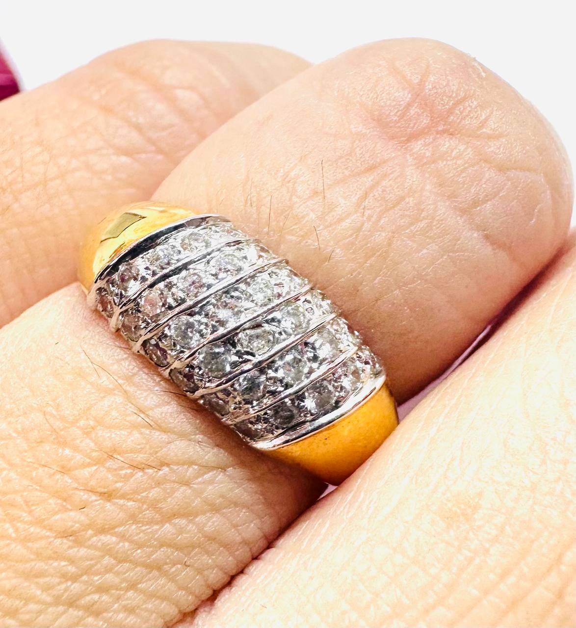90% Gold (22K) Natural Diamond Ring with Natural Diamonds — Handcrafted 5