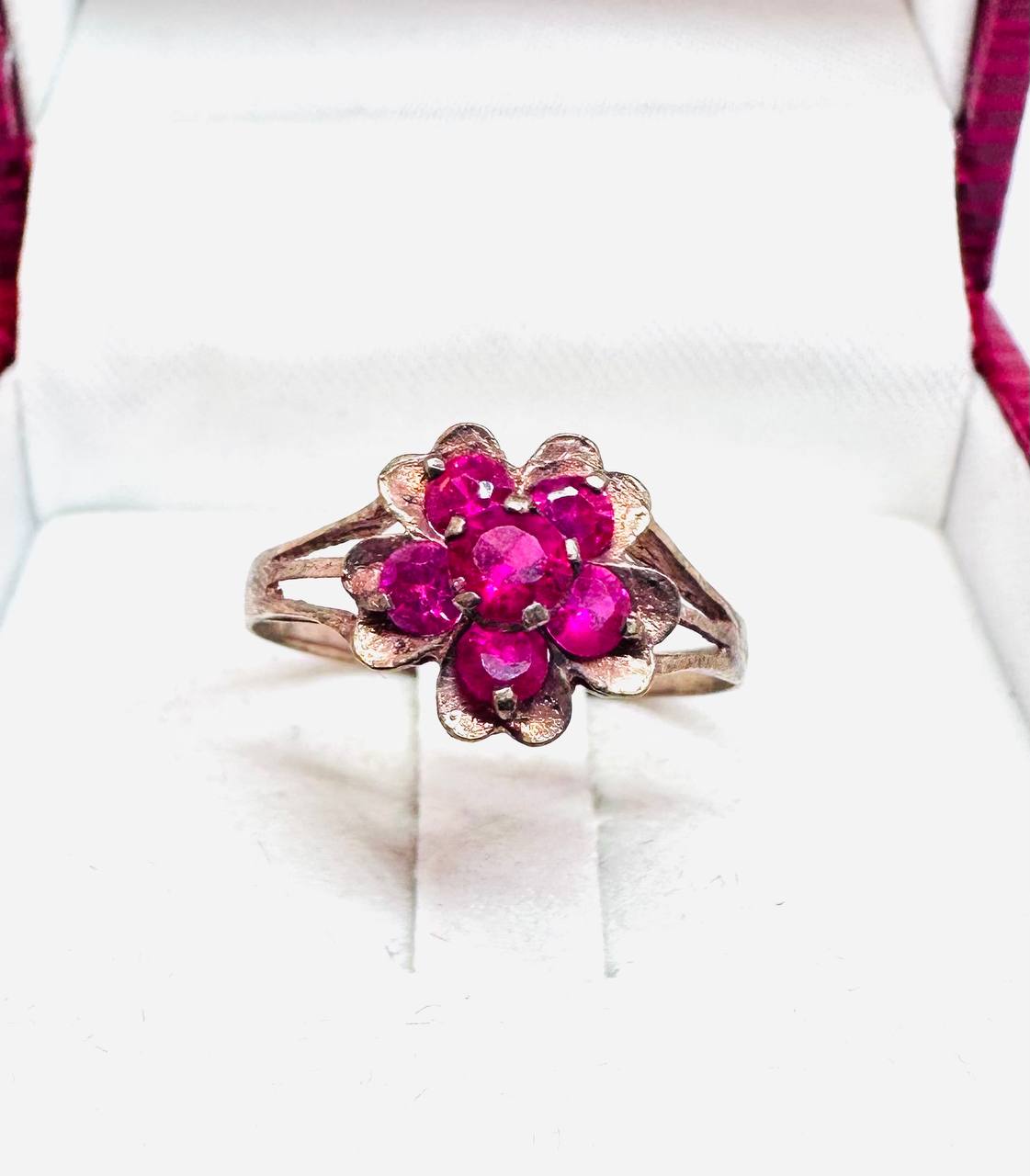 925 Sterling Silver Natural Gemstone Flower Ring — Handcrafted