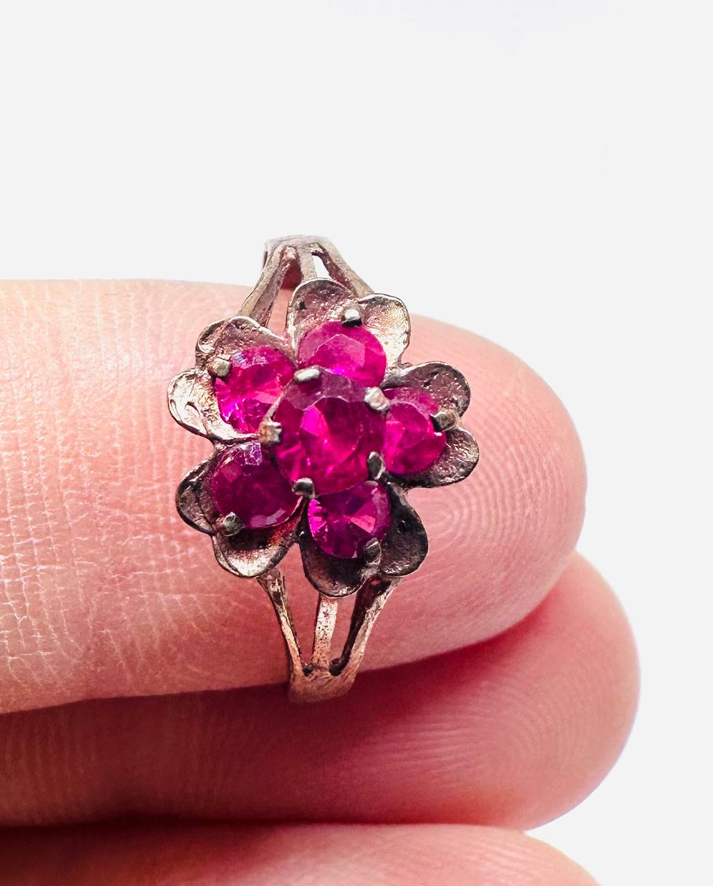 925 Sterling Silver Natural Gemstone Flower Ring — Handcrafted 3