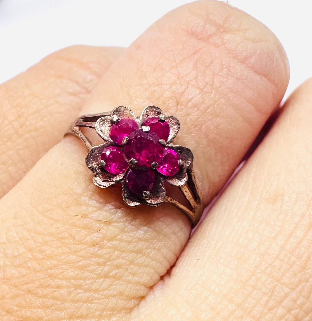 925 Sterling Silver Natural Gemstone Flower Ring — Handcrafted 4