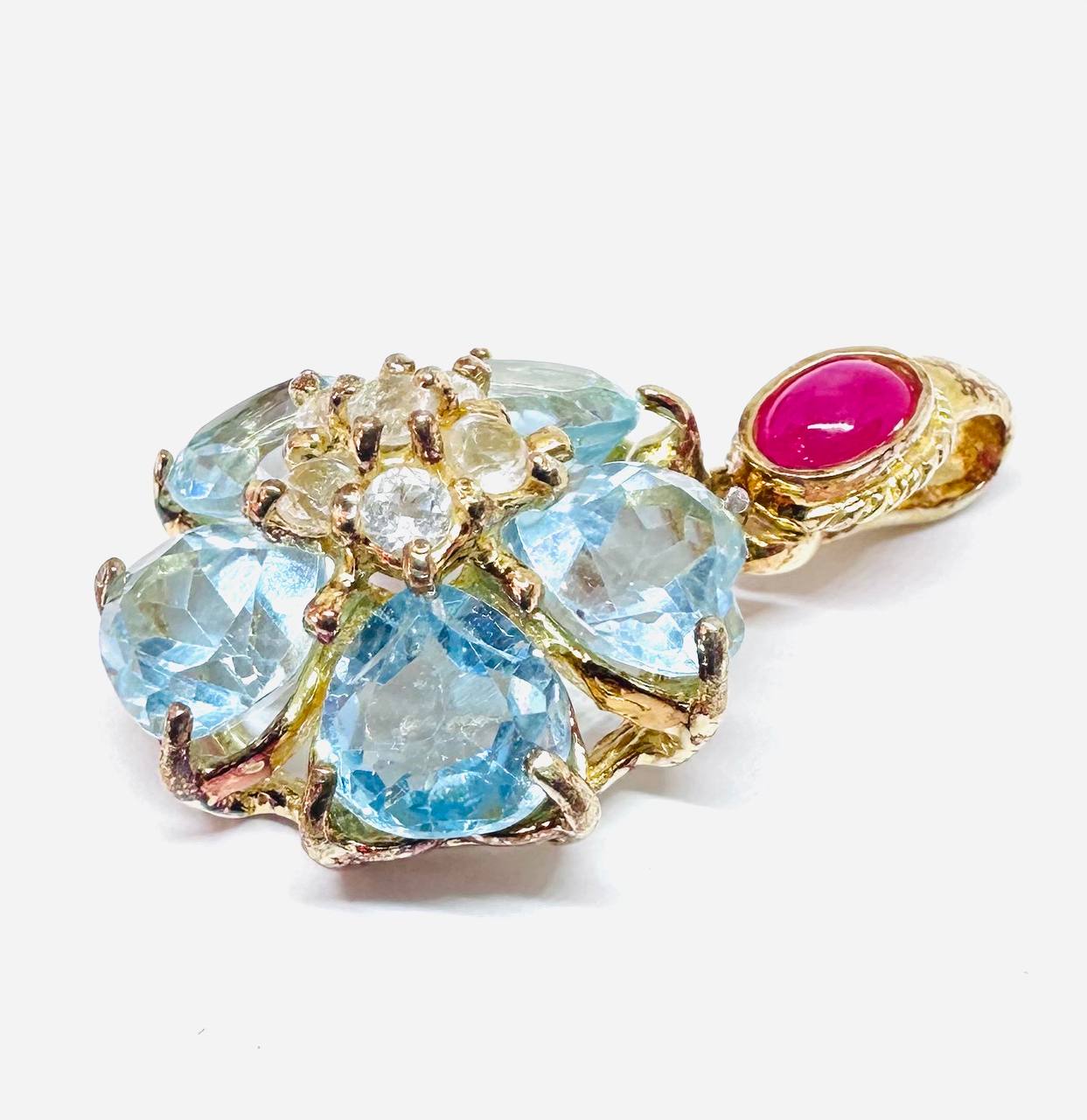 925 Sterling Silver, Gold Plated Natural Ruby Pendant — Handcrafted 4
