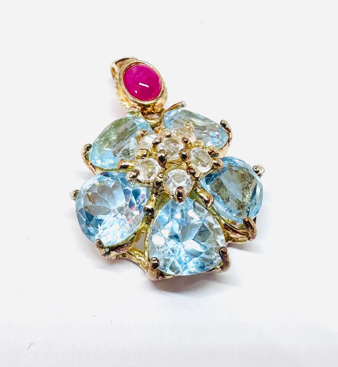 925 Sterling Silver, Gold Plated Natural Ruby Pendant — Handcrafted 5