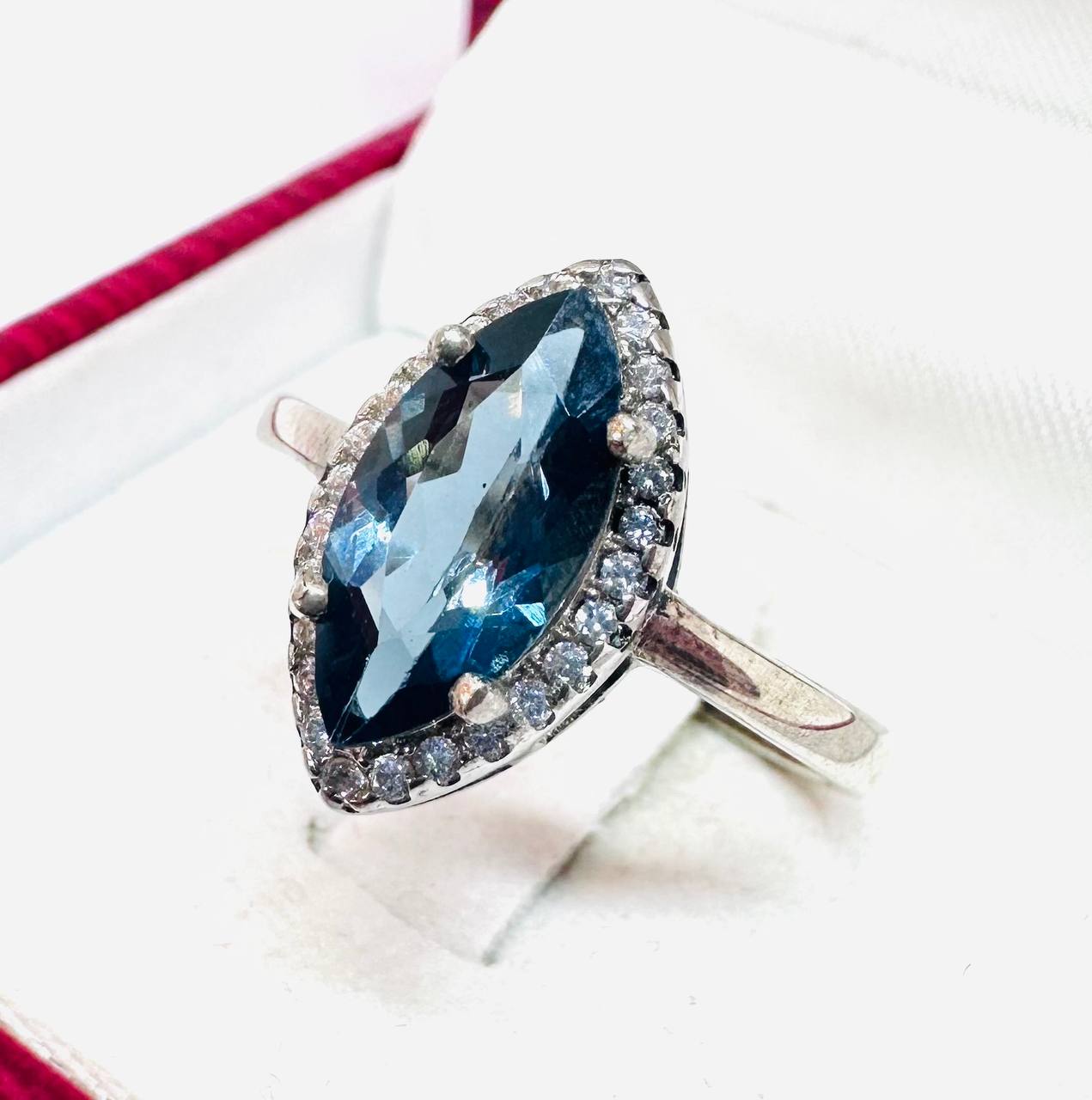 925 Sterling Silver, White Gold Plated Natural Gemstone Ring — Handcrafted 2