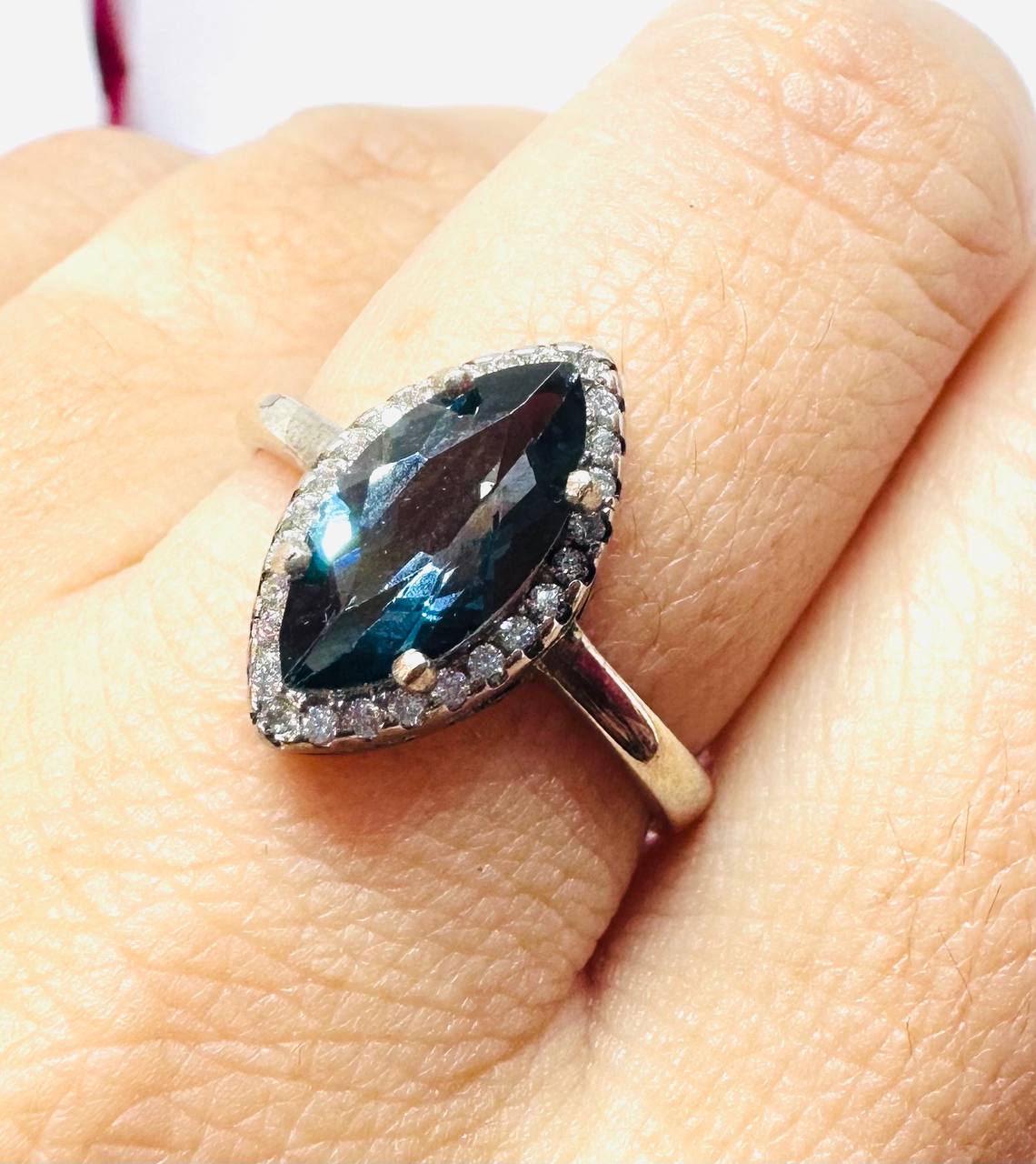 925 Sterling Silver, White Gold Plated Natural Gemstone Ring — Handcrafted 3