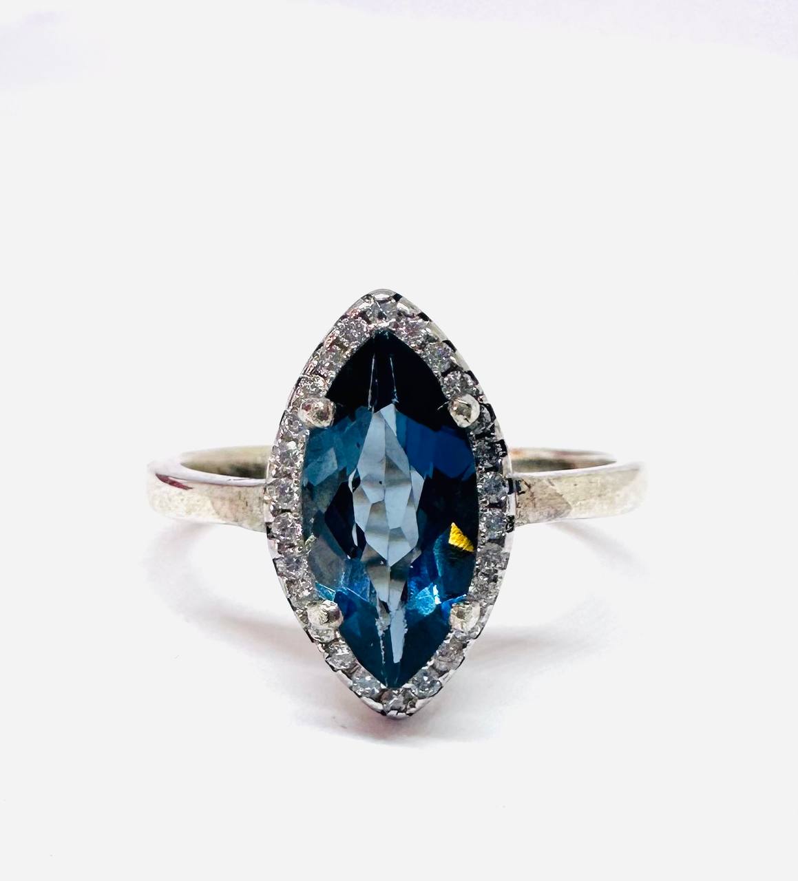 925 Sterling Silver, White Gold Plated Natural Gemstone Ring — Handcrafted 4