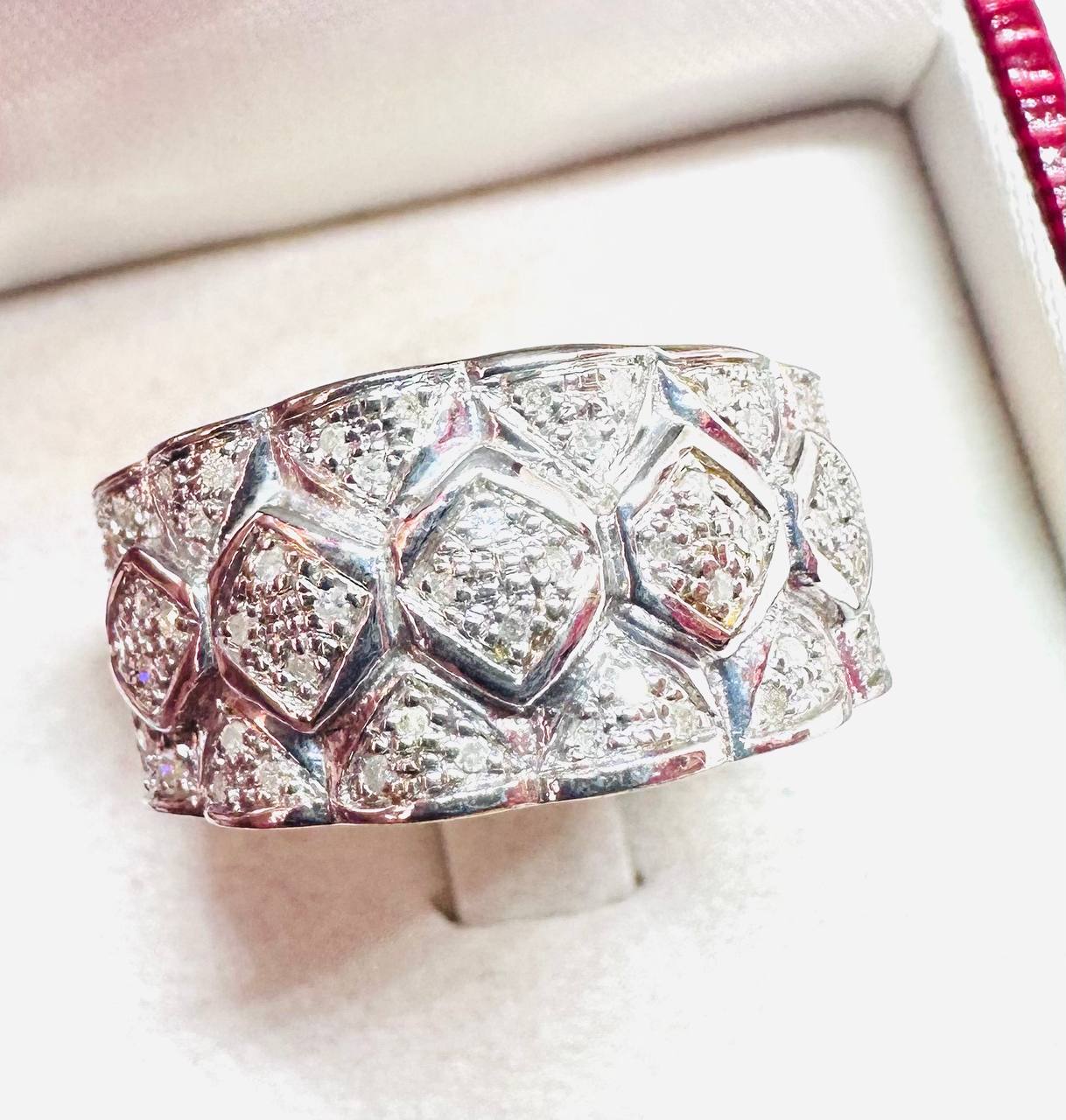 925 plata de ley, chapado en oro Natural diamante anillo con Natural diamantes 2