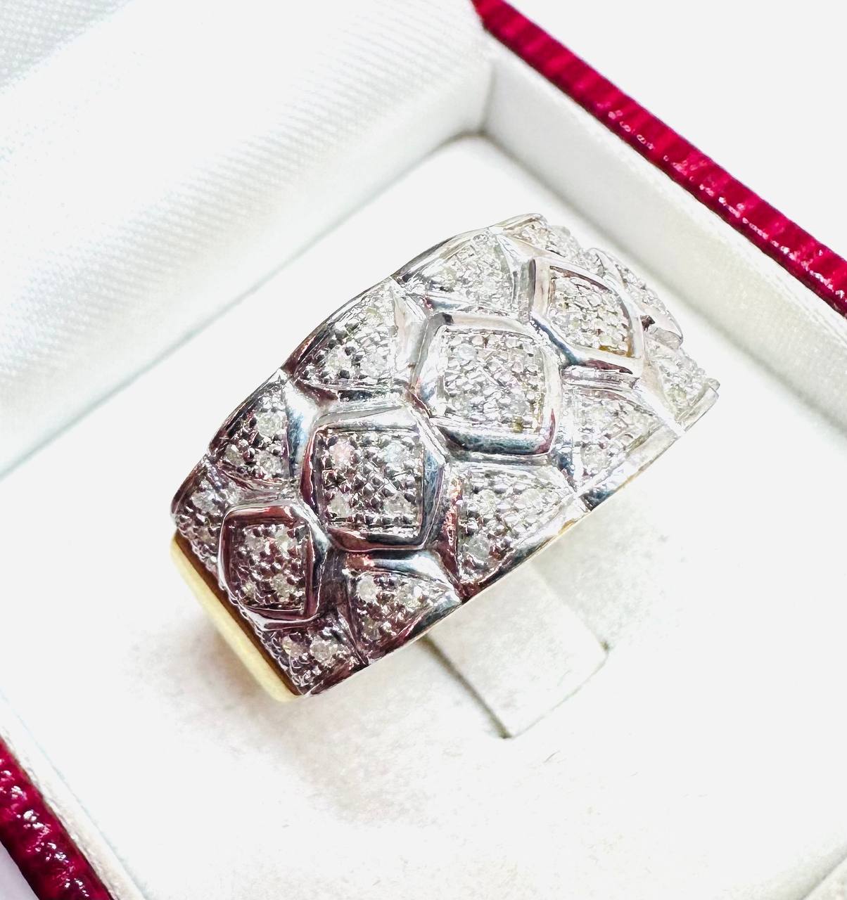 925 plata de ley, chapado en oro Natural diamante anillo con Natural diamantes 4