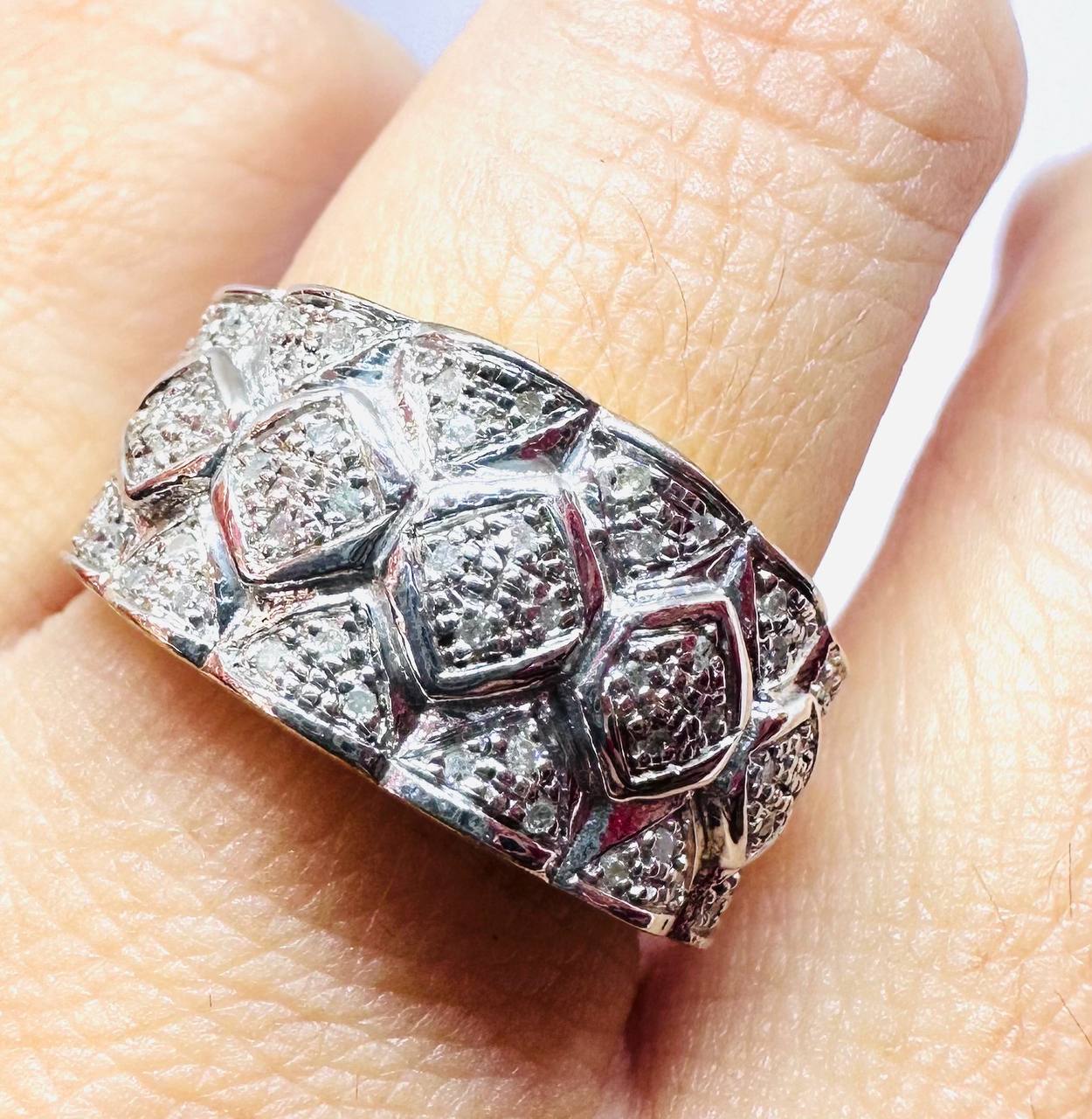 925 plata de ley, chapado en oro Natural diamante anillo con Natural diamantes 5