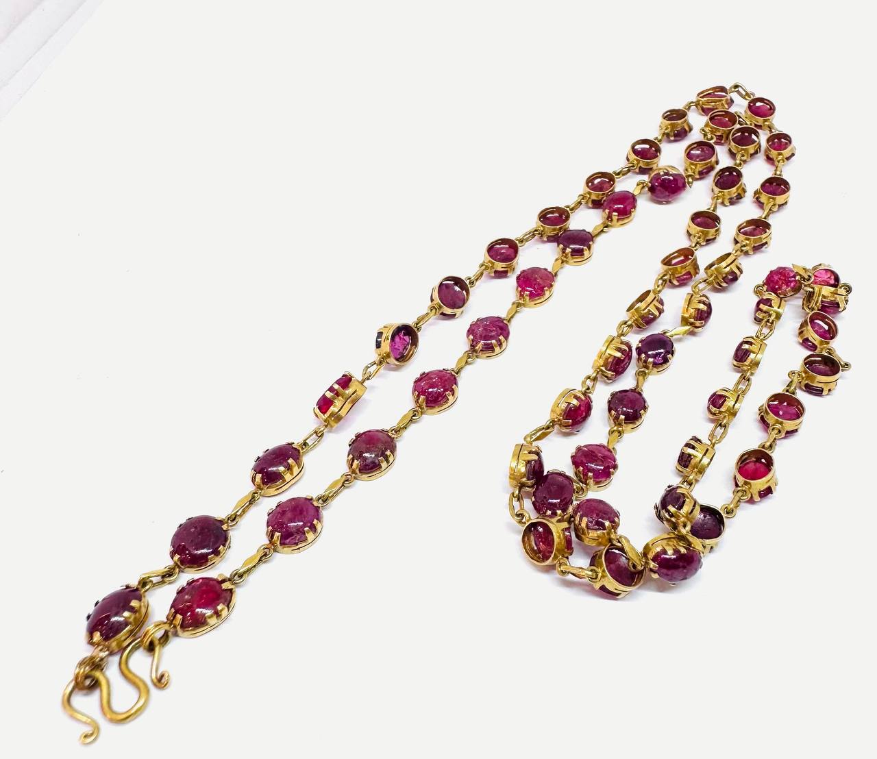 90% Gold (22K) Natural Ruby Necklace — Handcrafted