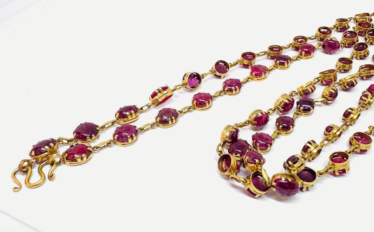 90% Gold (22K) Natural Ruby Necklace — Handcrafted 2