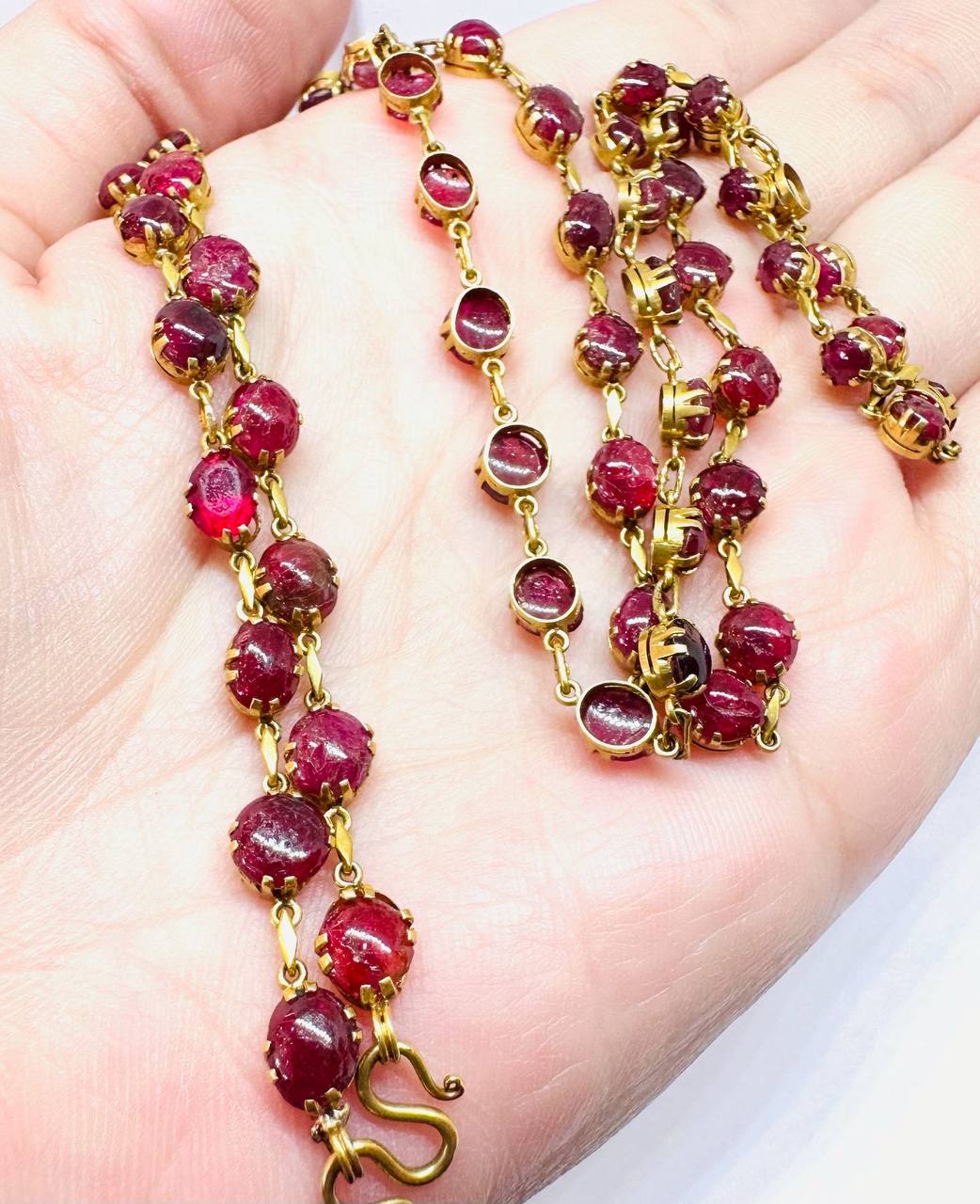 90% Gold (22K) Natural Ruby Necklace — Handcrafted 3