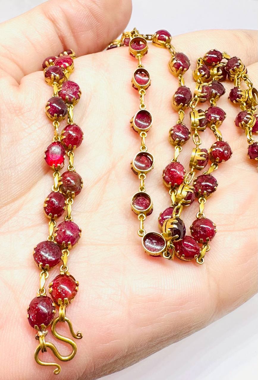 90% Gold (22K) Natural Ruby Necklace — Handcrafted 4