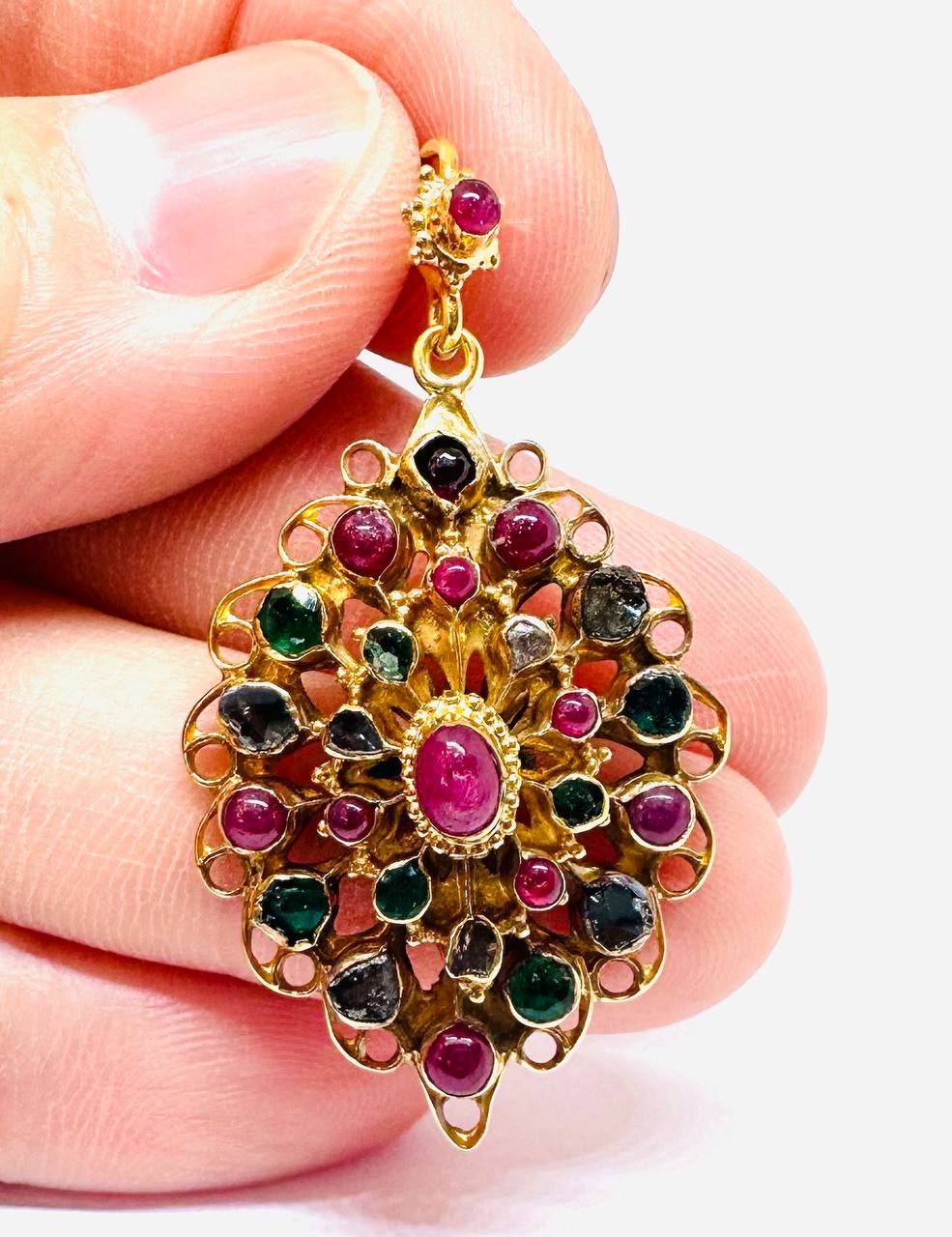 90% Gold (22K) Natural Ruby Pendant — Handcrafted