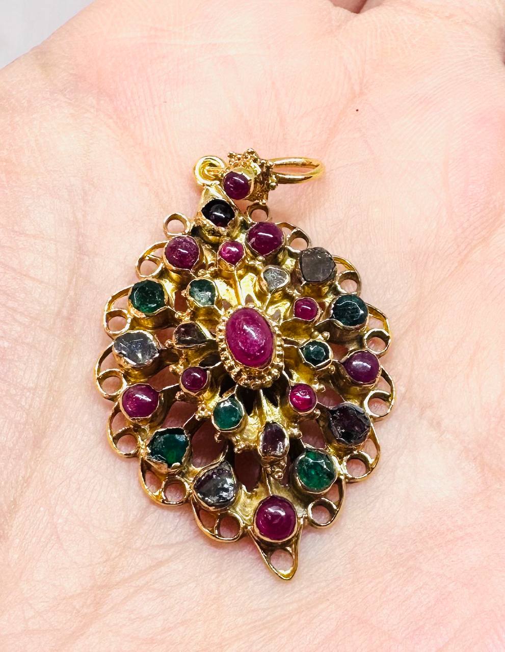 90% Gold (22K) Natural Ruby Pendant — Handcrafted 5