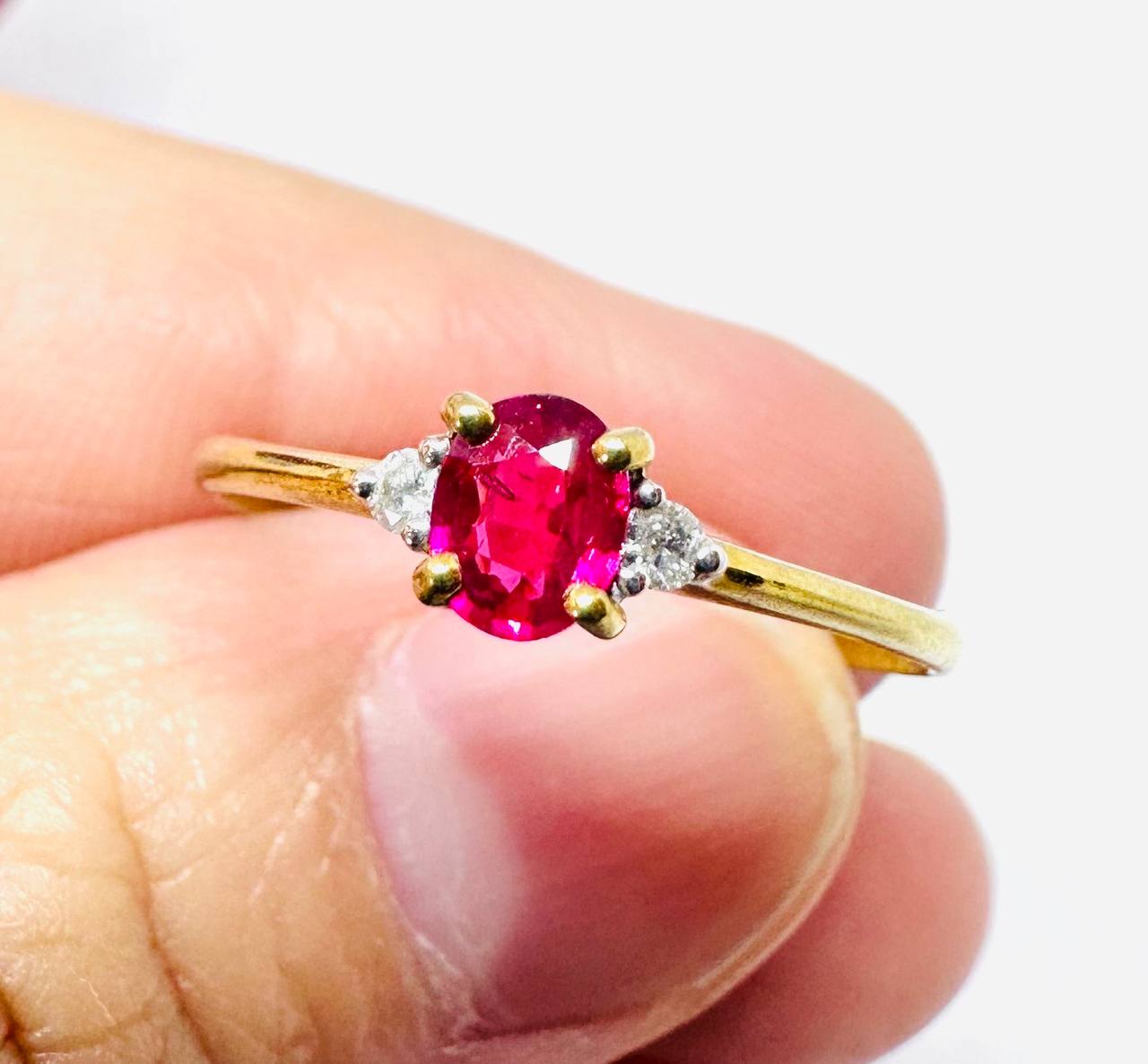9K Gold rubí natural anillo con Natural diamantes 2
