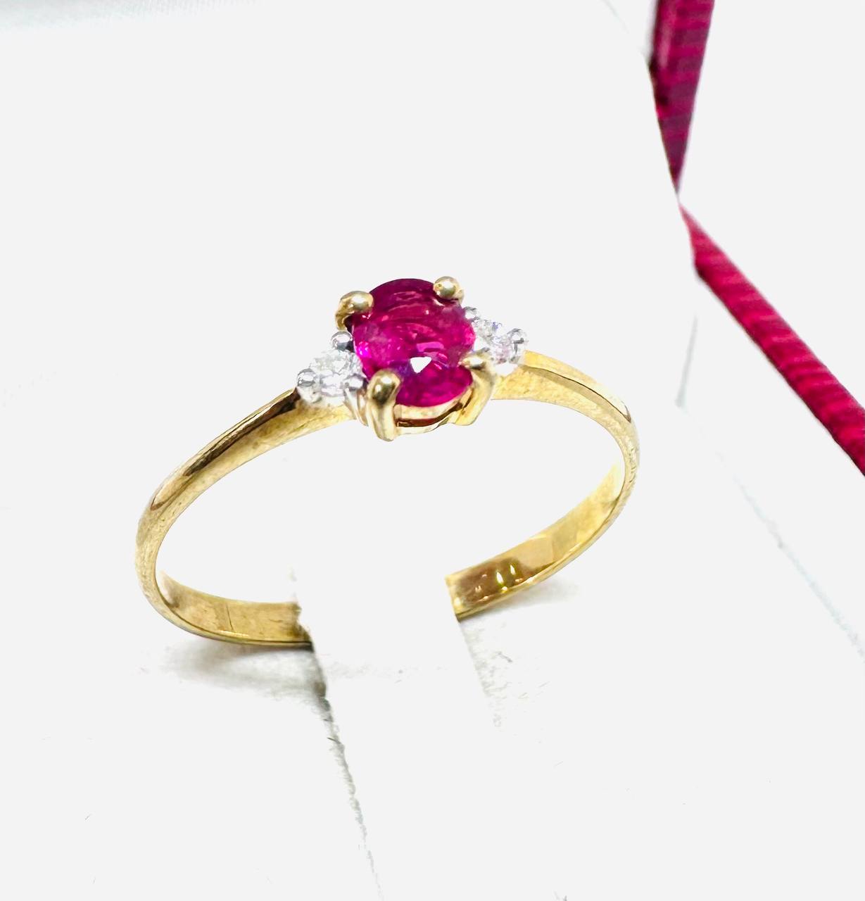 9K Gold rubí natural anillo con Natural diamantes 3