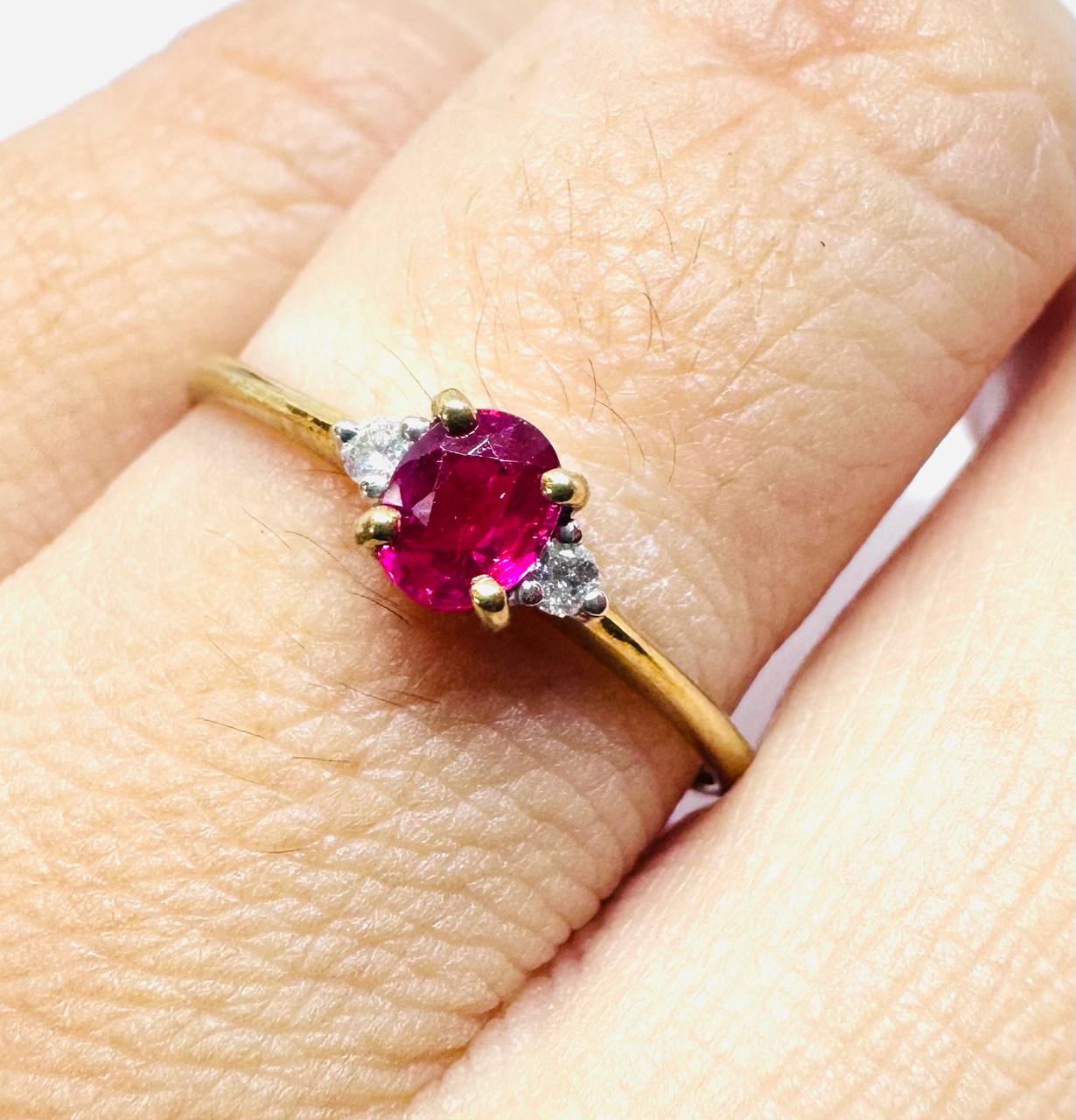 9K Gold rubí natural anillo con Natural diamantes 4