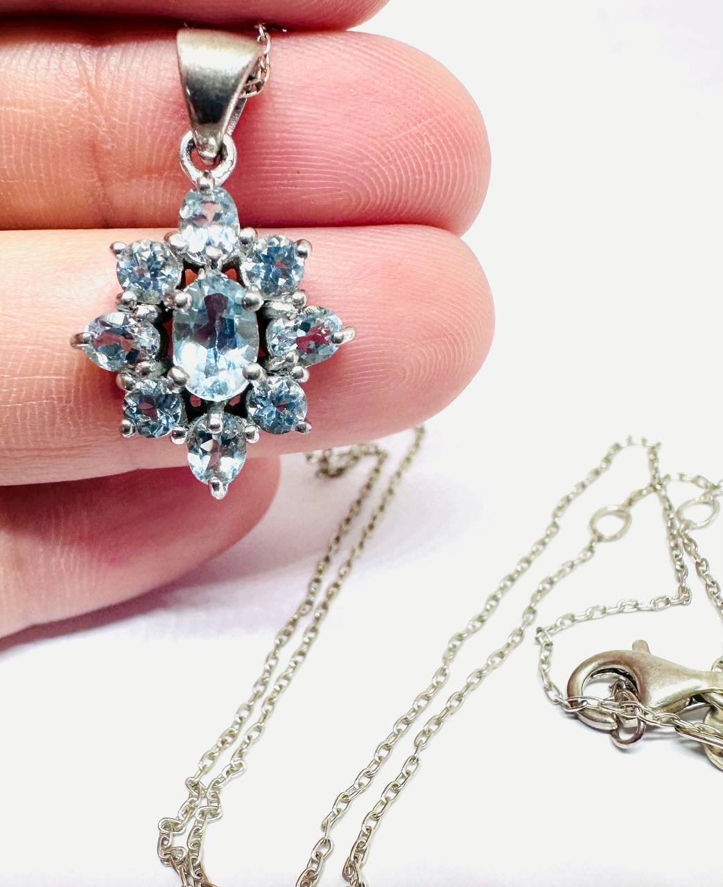 925 Sterling Silver (Italian Chain) Natural Gemstone Pendant Necklace — Handcrafted 3