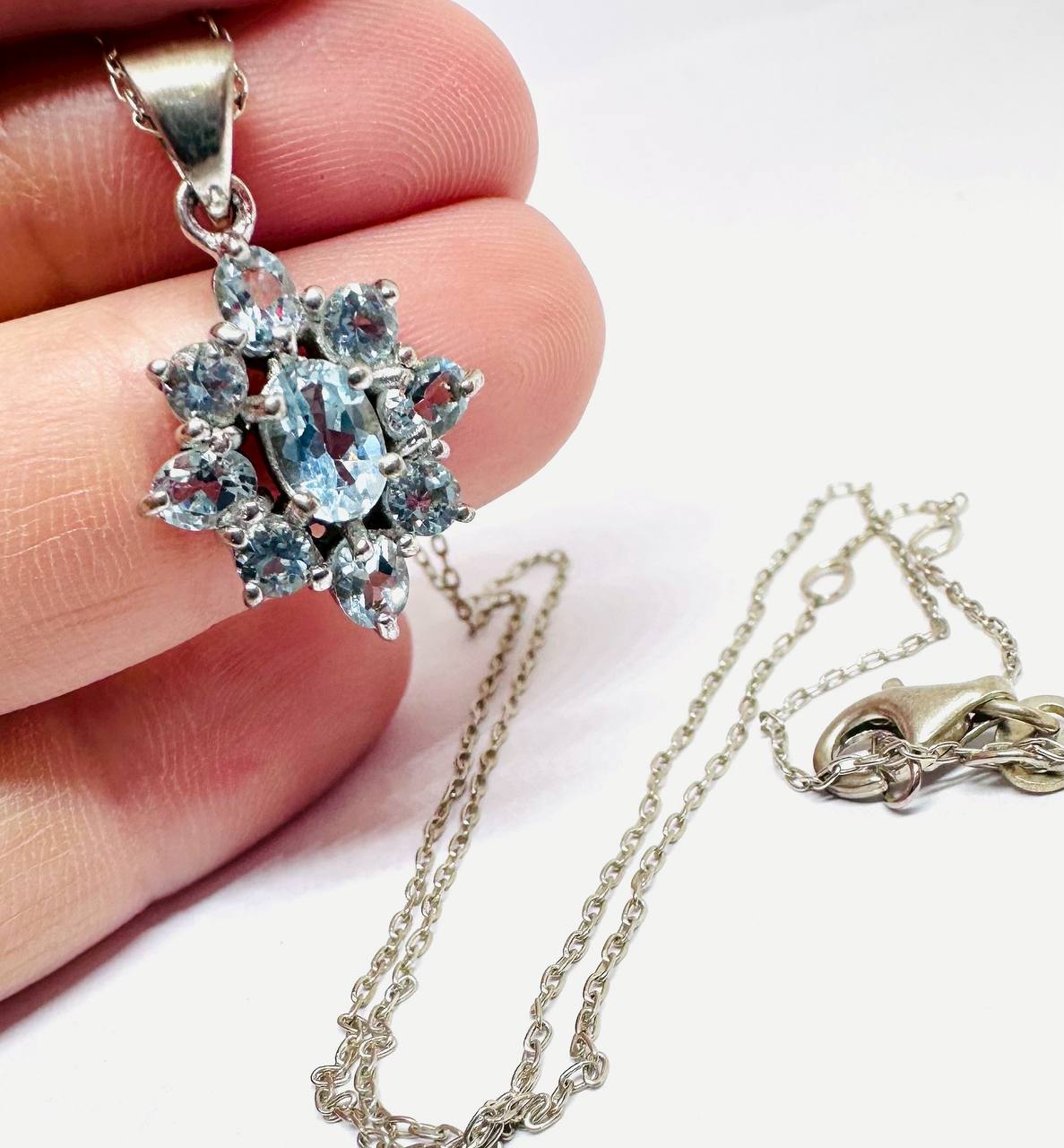925 Sterling Silver (Italian Chain) Natural Gemstone Pendant Necklace — Handcrafted 4
