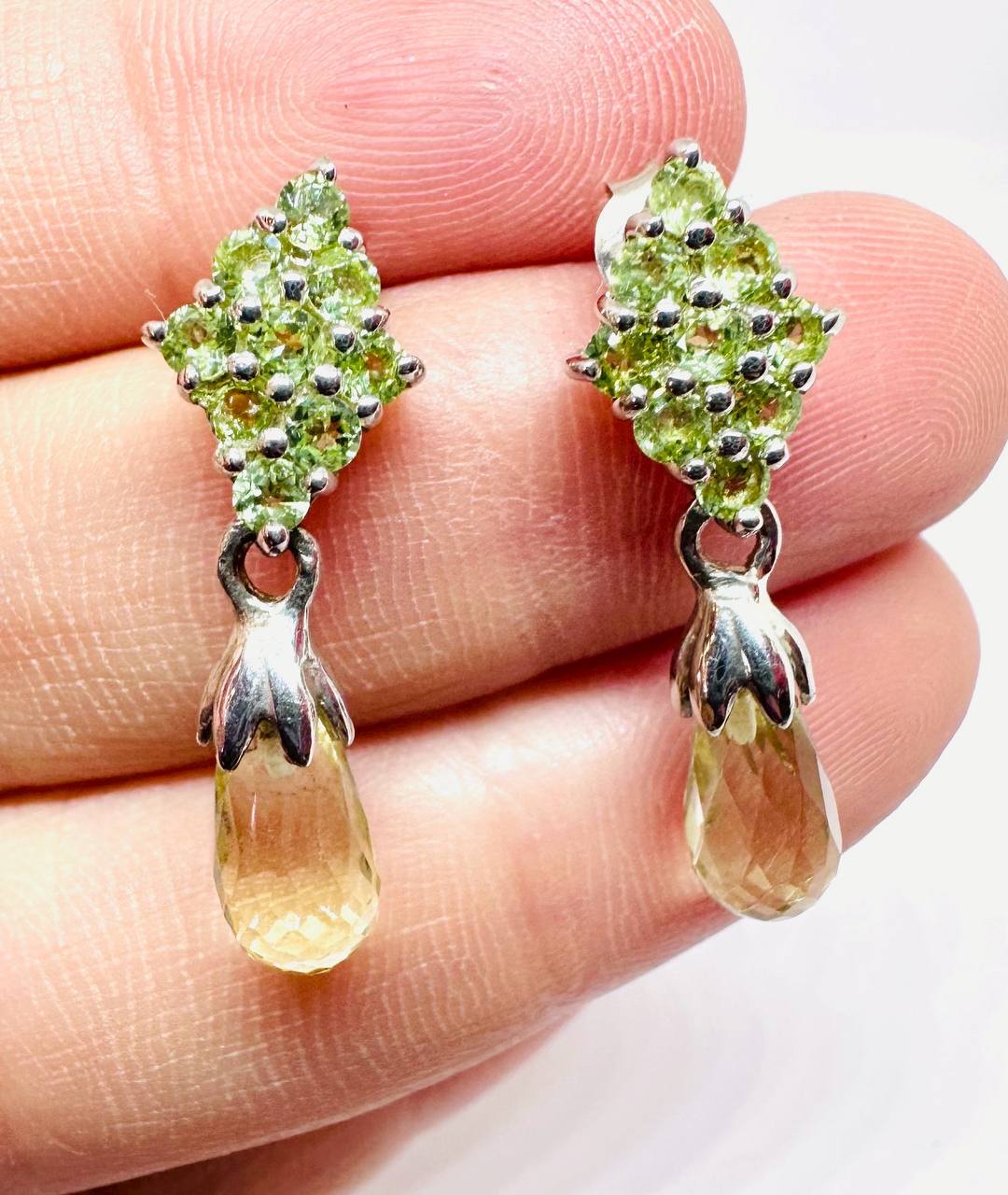 925 Sterling Silver Natural Amethyst Drop Earrings — Handcrafted