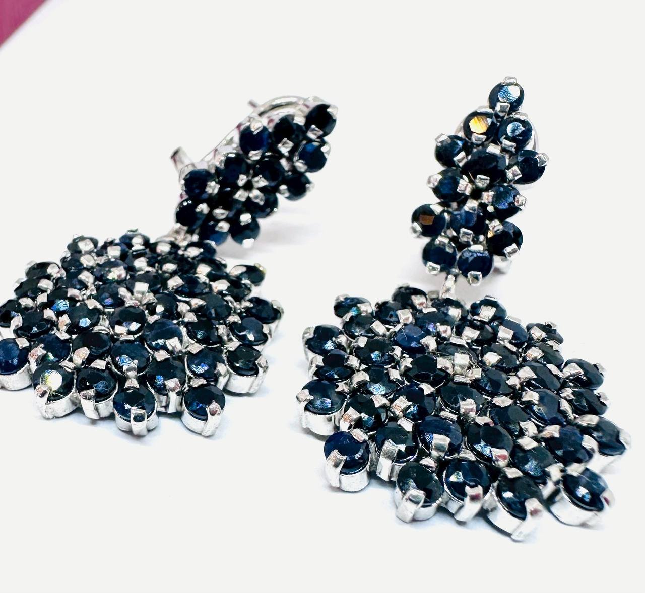925 Sterling Silver, Traditional Paha Style, Gold Plated Natural Raw Raw Sapphire Drop Earrings — Handcrafted 2