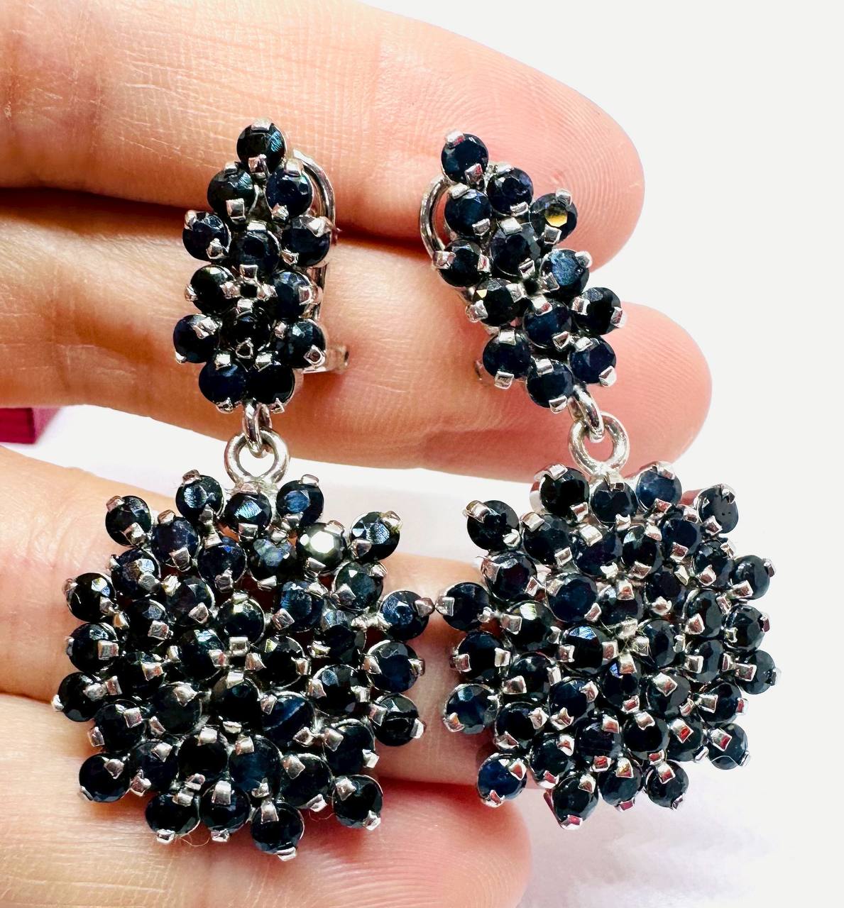 925 Sterling Silver, Traditional Paha Style, Gold Plated Natural Raw Raw Sapphire Drop Earrings — Handcrafted 3